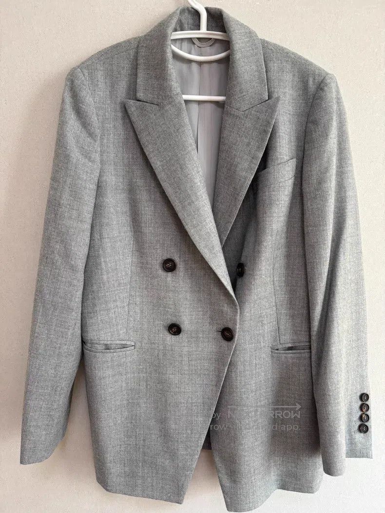 Brunello Cucinelli Brunello Cucinelli Double-breasted Blazer Jacket, Gray, 98 Size S / US 4 / IT 40 - 1 Thumbnail