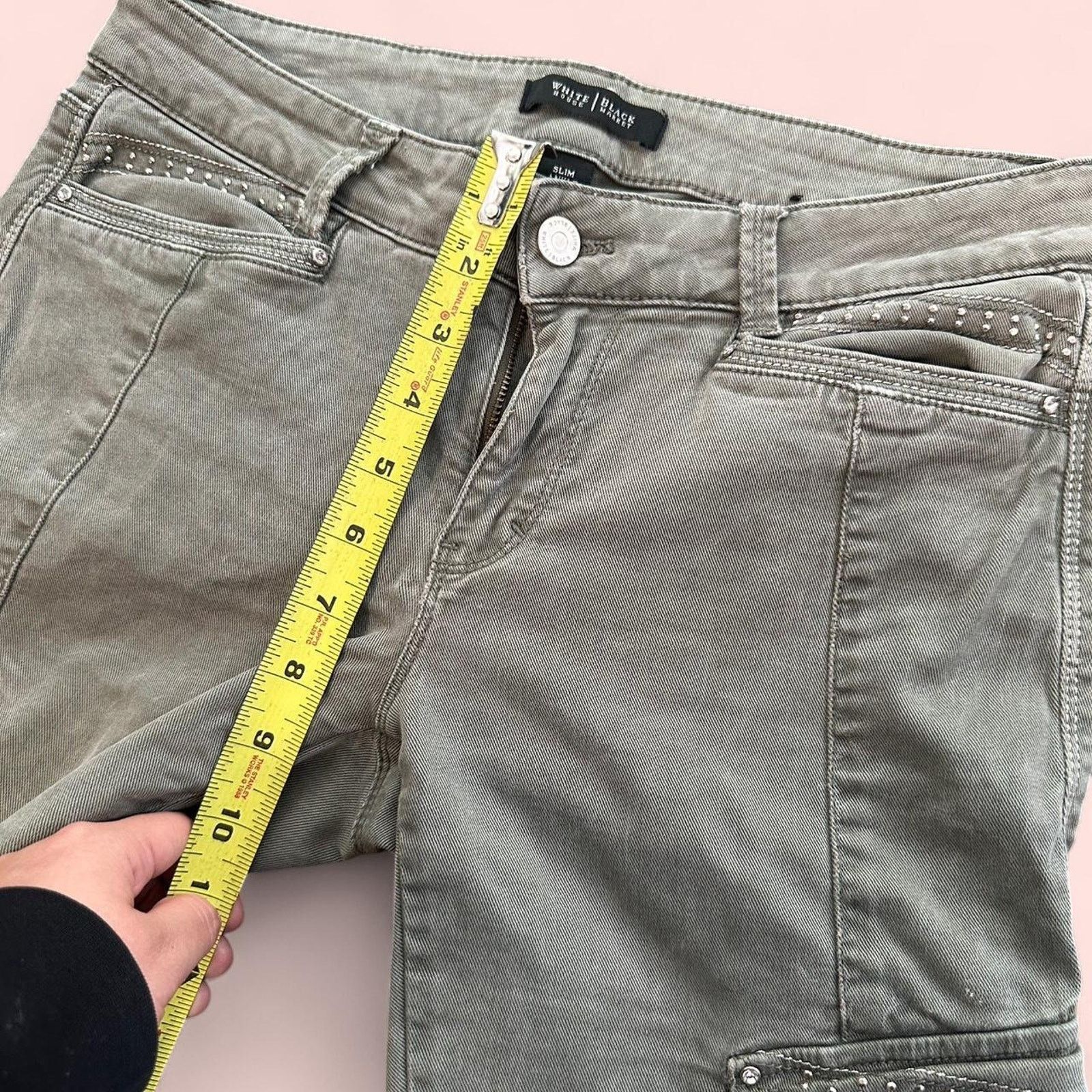 White House Black Market Green glammed slim ankle cargo Size 27" / US 4 / IT 40 - 5 Thumbnail
