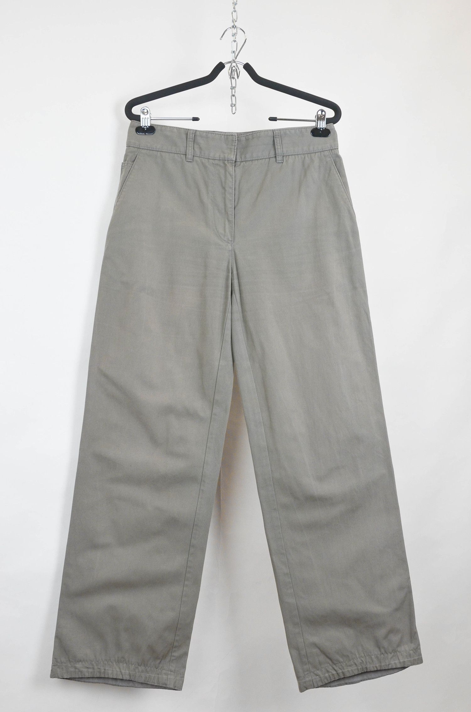 Prada PRADA Wide Leg Olive Pants - 42 Size 28" / US 6 / IT 42 - 1 Thumbnail