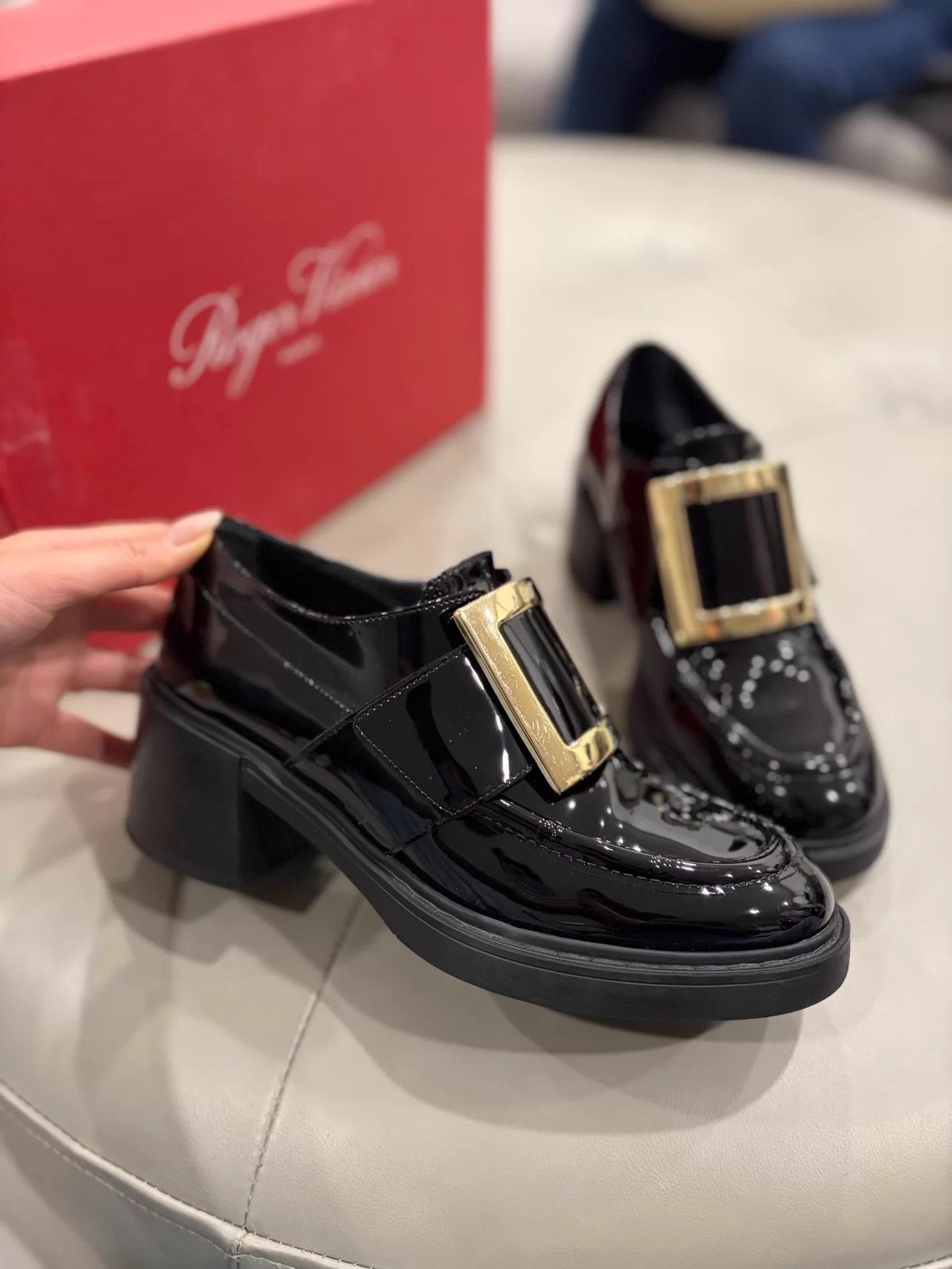 Roger Vivier RV Black Patent Block Heel Ankle Loafer 36.5 Size US 6 / IT 36 - 3 Thumbnail