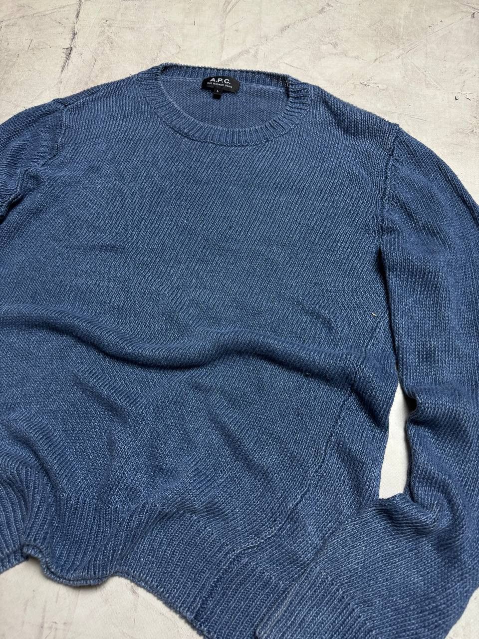 A.P.C. A.P.C. archive le monsieur linen washed blue knite sweater Size US L / EU 52-54 / 3 - 2 Thumbnail