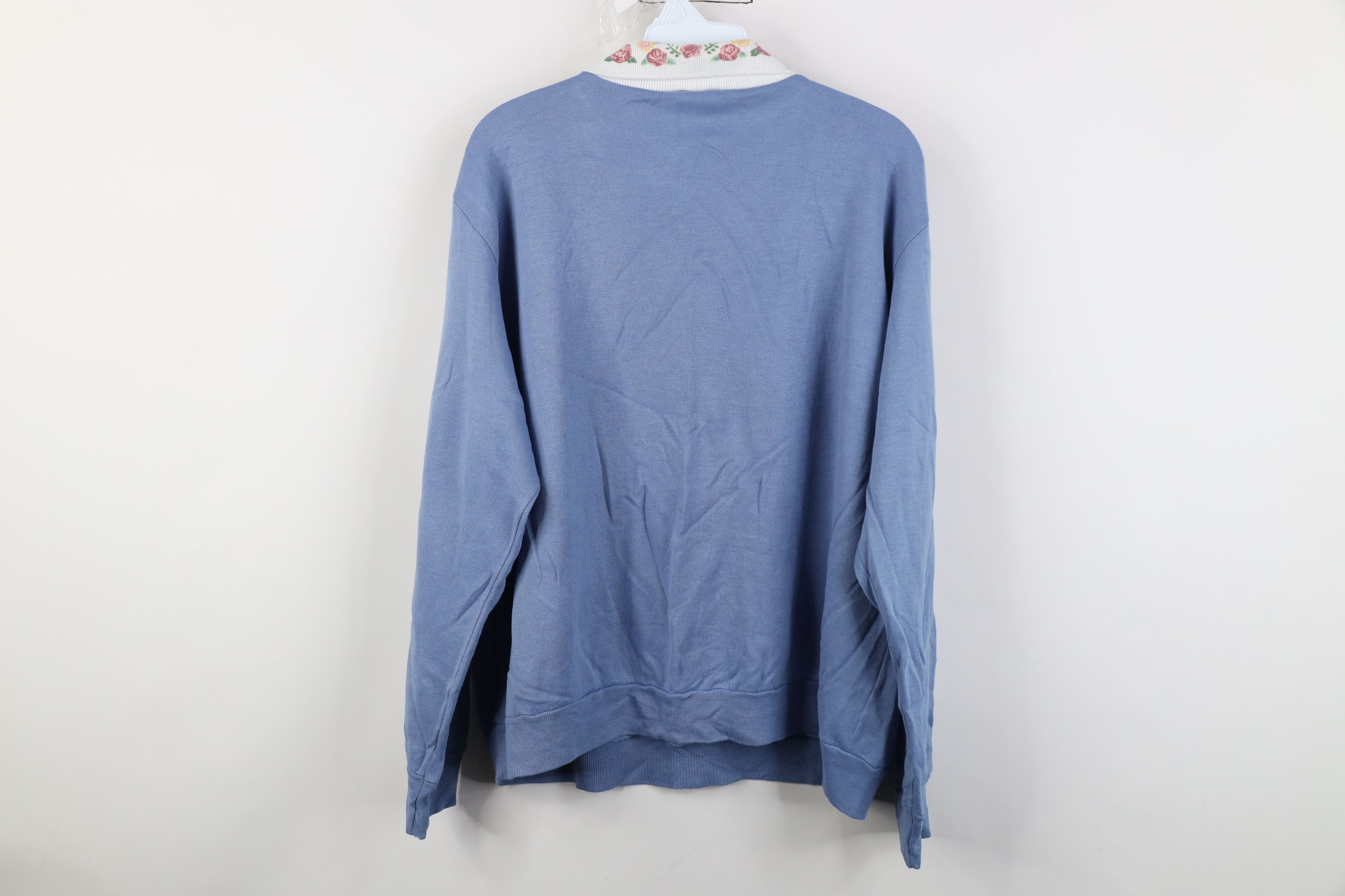 Vintage Vintage 90s Country Primitive Floral Collared Sweatshirt Size XXL / US 16-18 / IT 52-54 - 10 Thumbnail