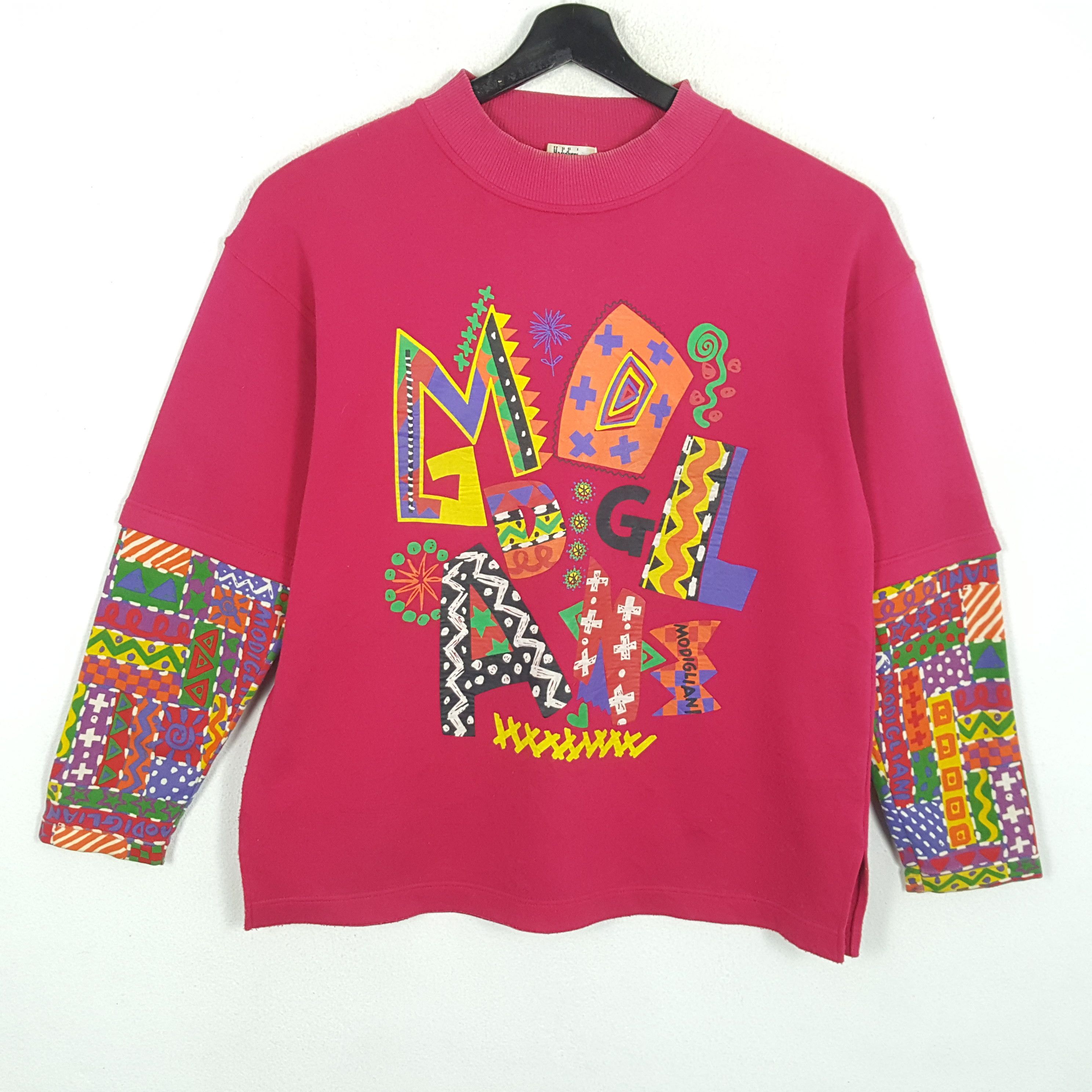 image of Italian Designers x Vintage Modigliani Italian Brand Art Design Style Sweatshirt in Pink (Size Medi