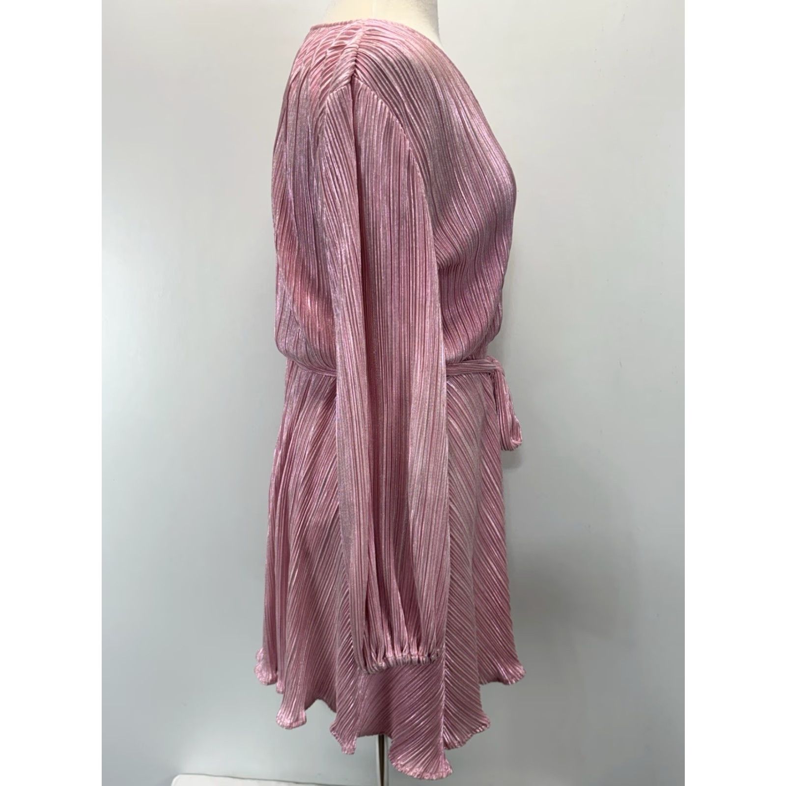 Vintage Bardot Bellies Dress Sz Small 6 Pink Pleated Faux Wrap Tie Party Cocktail Girly Size S / US 4 / IT 40 - 4 Thumbnail
