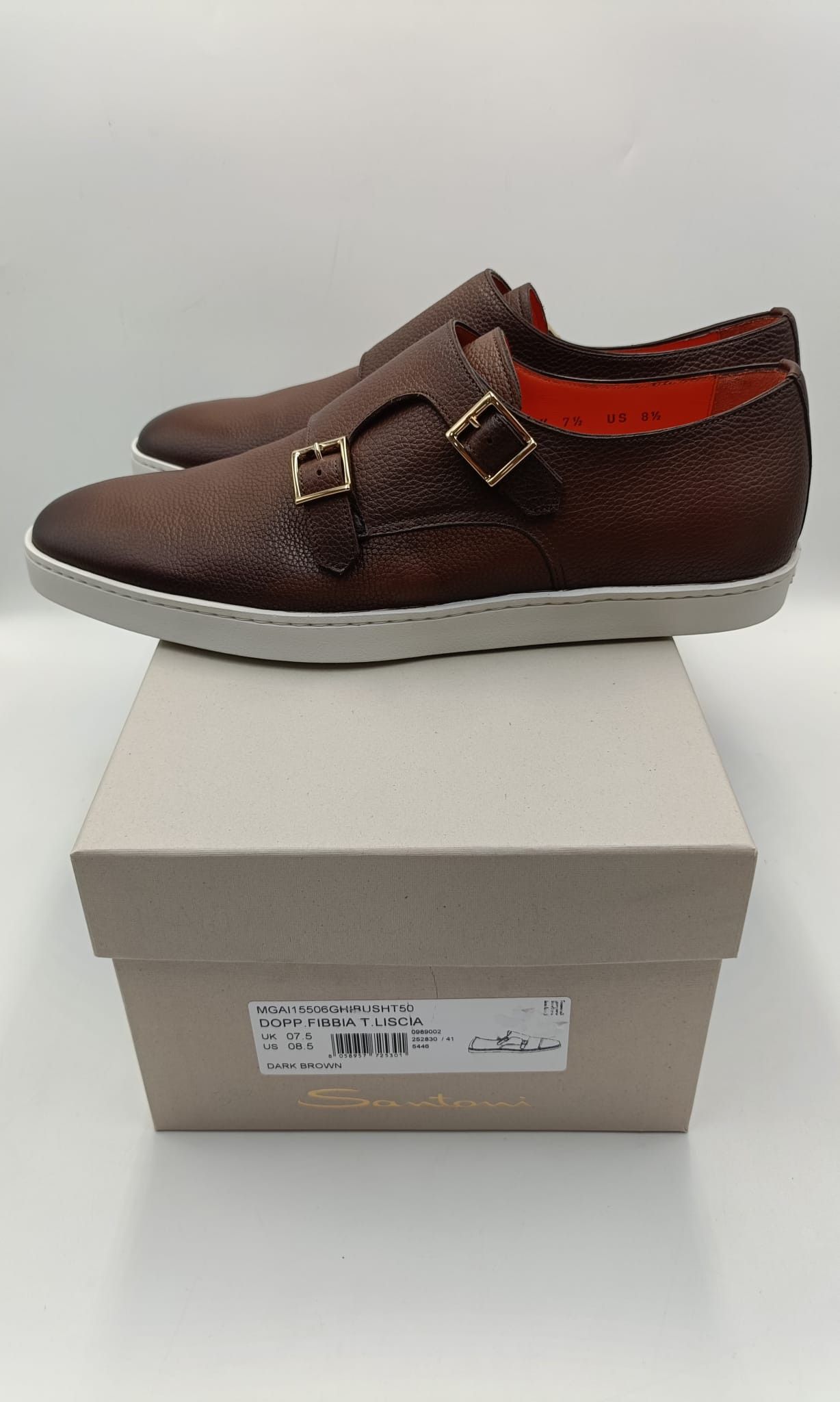 Santoni Santoni Double Monk Strap Sneakers - Brown Leather Size US 8.5 / EU 41-42 - 8 Thumbnail