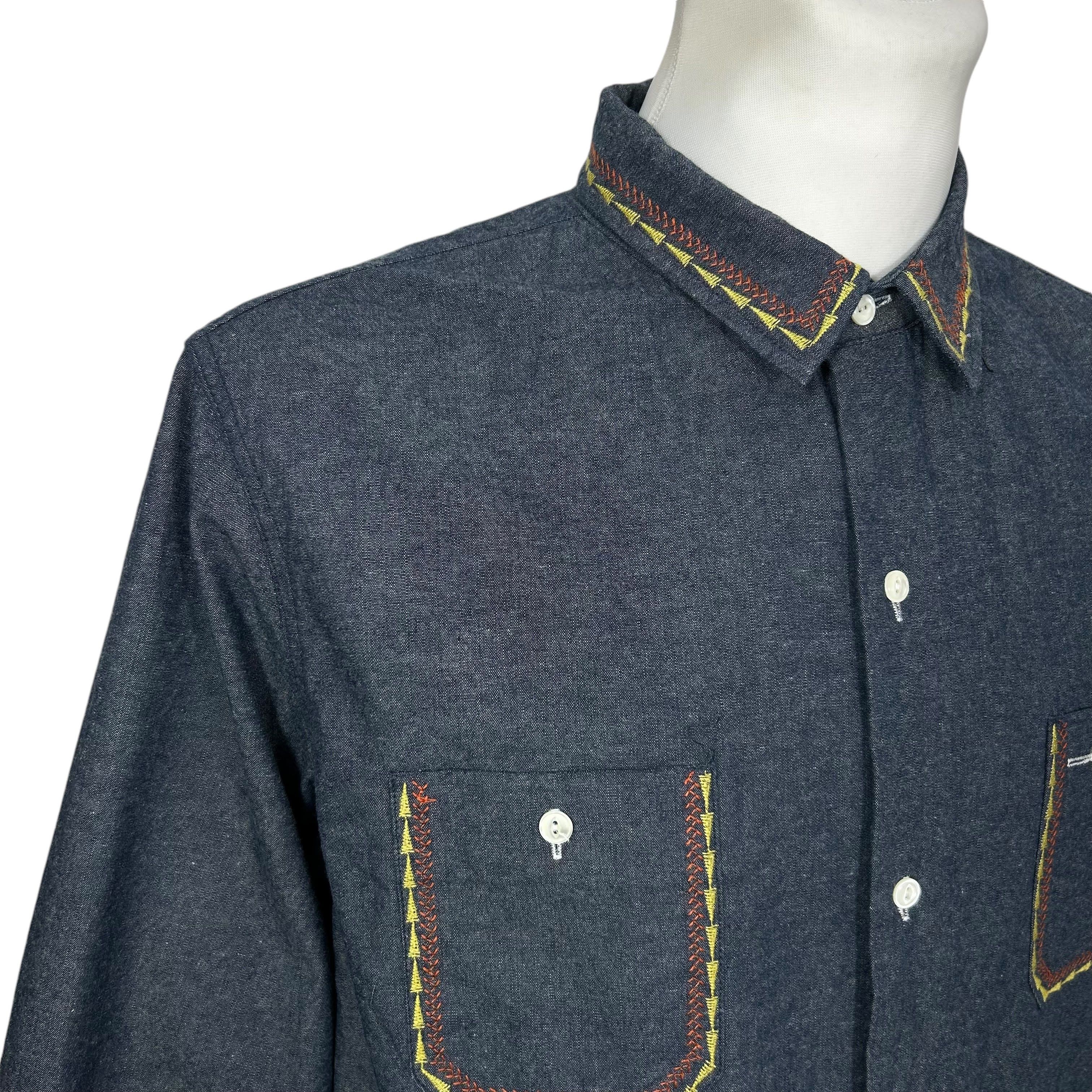 YMC YMC London Blue Chambray Embroidered T-shirt L Size US L / EU 52-54 / 3 - 6 Thumbnail