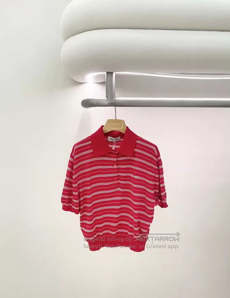 Miu Miu Miu Miu 36 Red striped polo shirt Size S / US 4 / IT 40 - 1 Thumbnail
