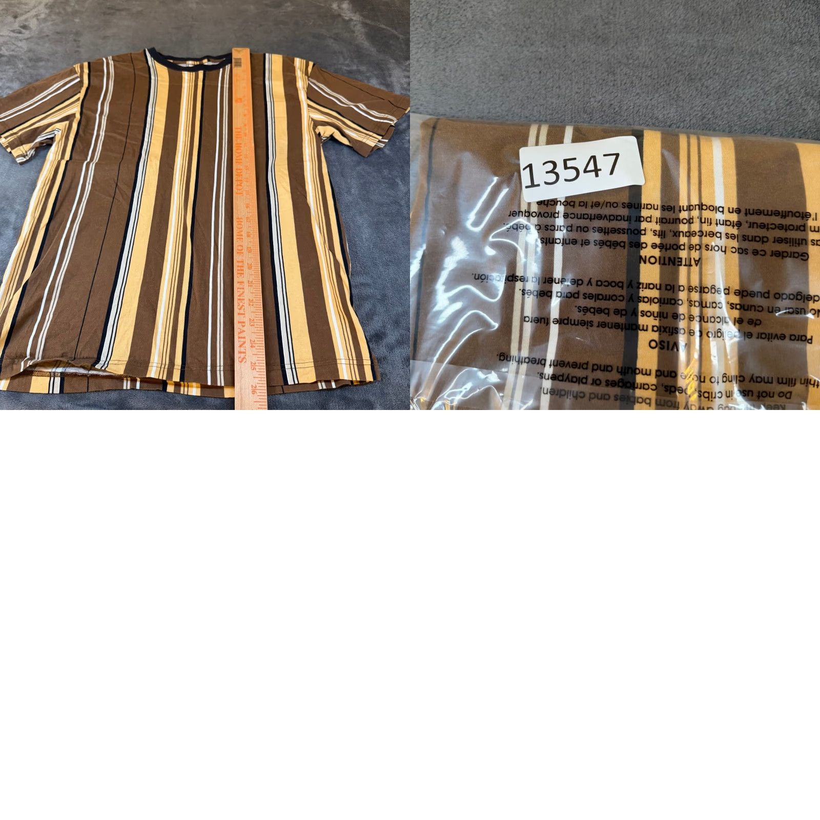 Pacsun VINTAGE PacSun Striped T-Shirt Brown Yellow White Black Cotton Casual Mens Medium Size US M / EU 48-50 / 2 - 8 Thumbnail