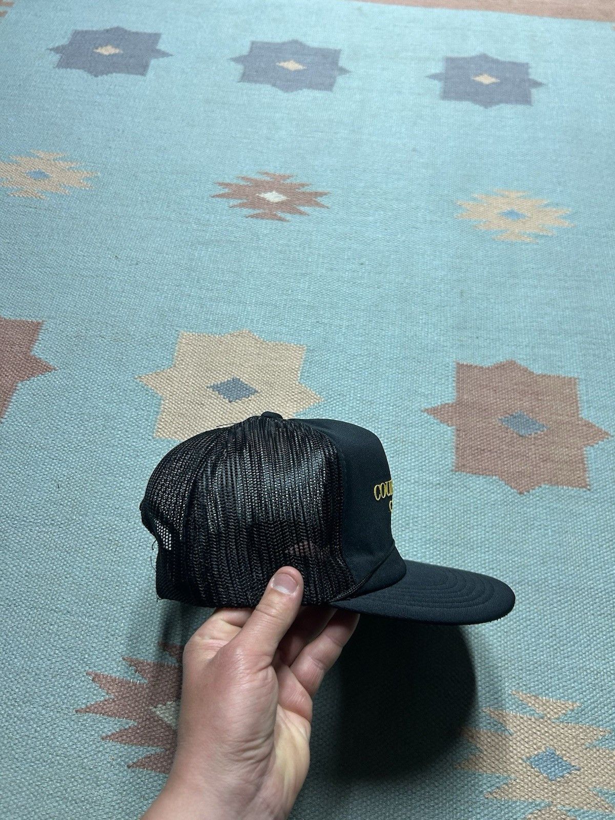 Vintage Vtg trucker hat mesh Courvoisier Cognac liquor black snap Size ONE SIZE - 8 Thumbnail