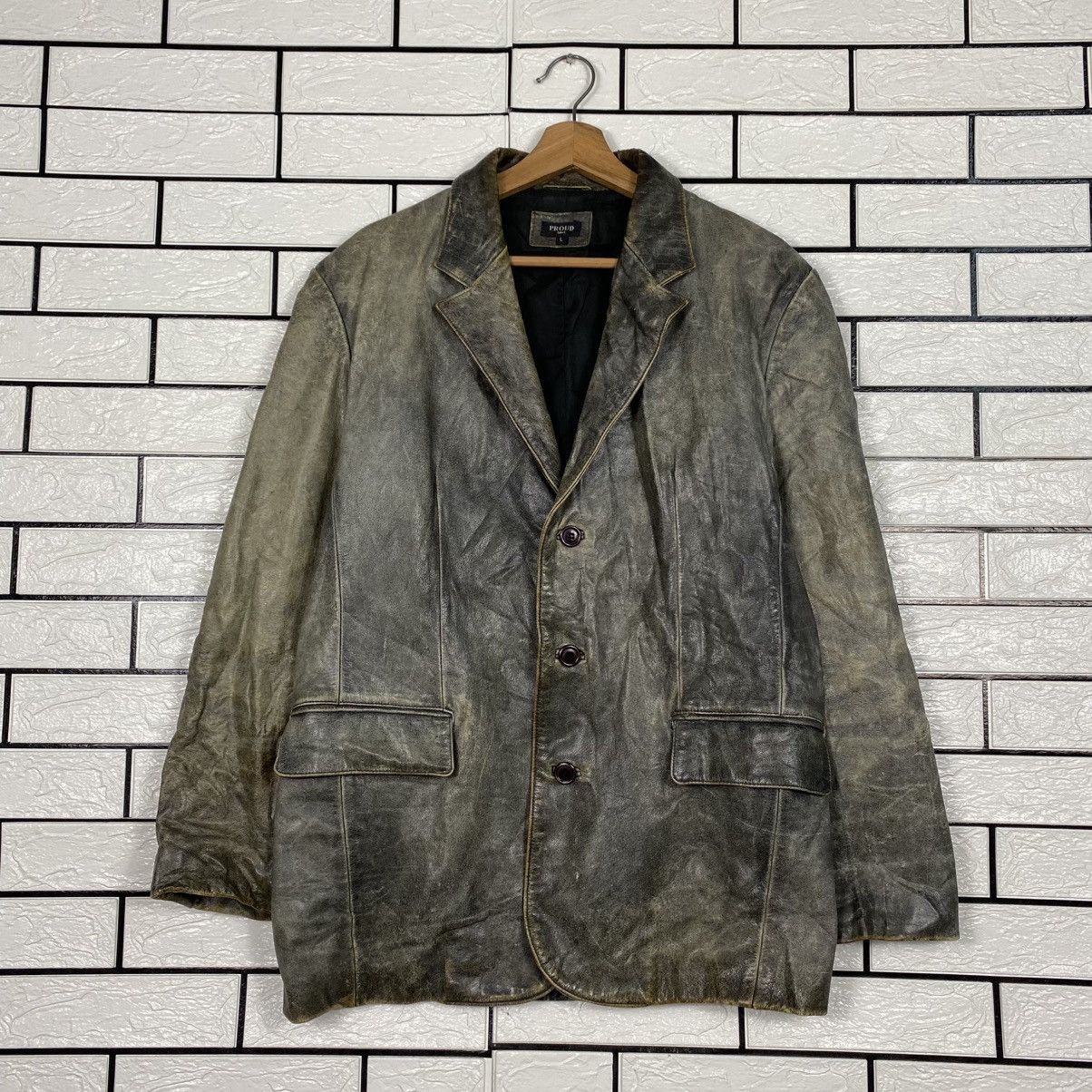 Japanese Brand 📌Vintage Genuine Leather Jacket Proud Label Issey Miyake Size US L / EU 52-54 / 3 - 2 Thumbnail