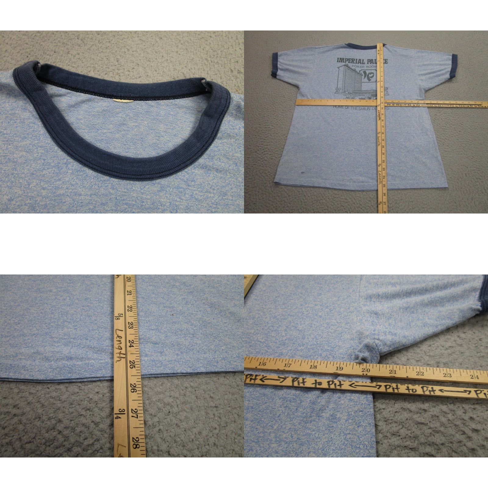 Imperial VINTAGE Imperial Palace Shirt Mens Large Blue Poker Room Las Vegas Ringer 80s Size US L / EU 52-54 / 3 - 8 Thumbnail