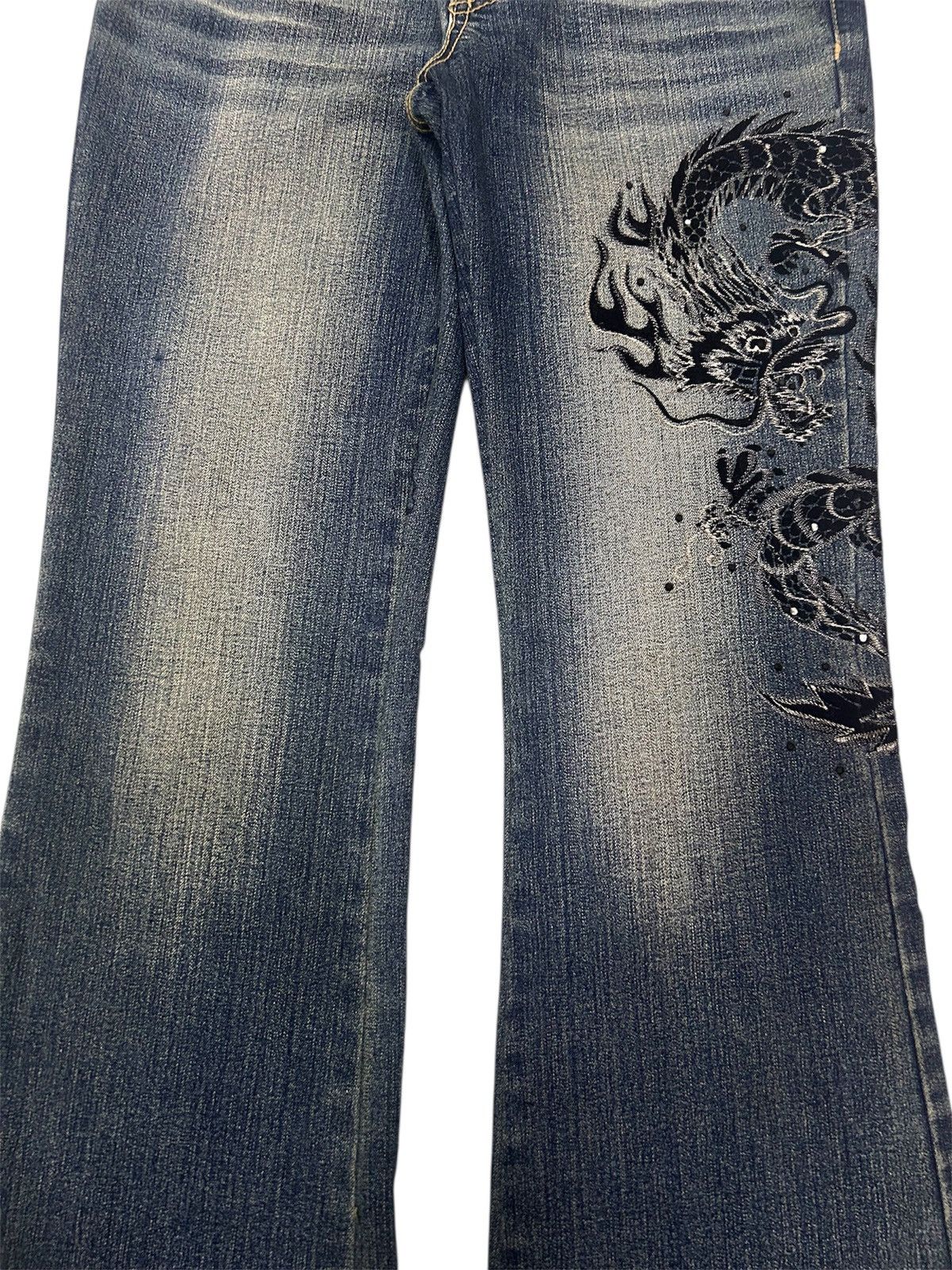 Japanese Brand × Vintage Vintage Japanese DIXIE JEANS Dragon Flare Denim Size US 30 / EU 46 - 4 Thumbnail