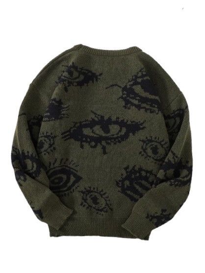 Other Streetwear Vintage Abstract Eyes Sweater Jacquard Knitwear Size US M / EU 48-50 / 2 - 2 Thumbnail