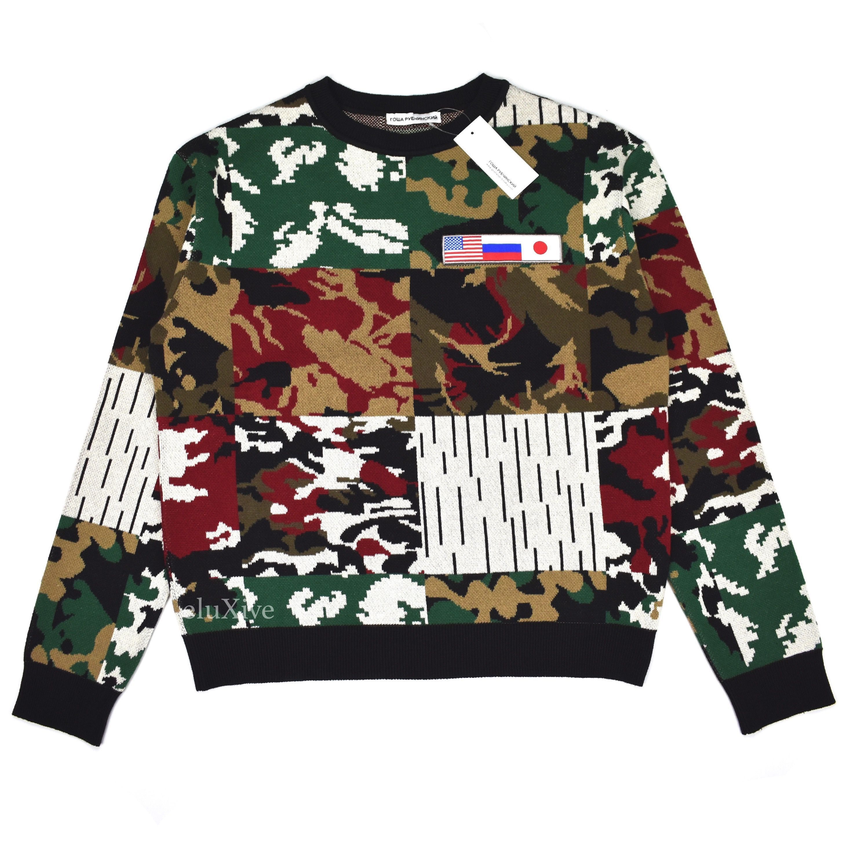 Gosha Rubchinskiy Gosha Jacquard Knit Multi Camo Flag Sweater DS Size US M / EU 48-50 / 2 - 1 Preview