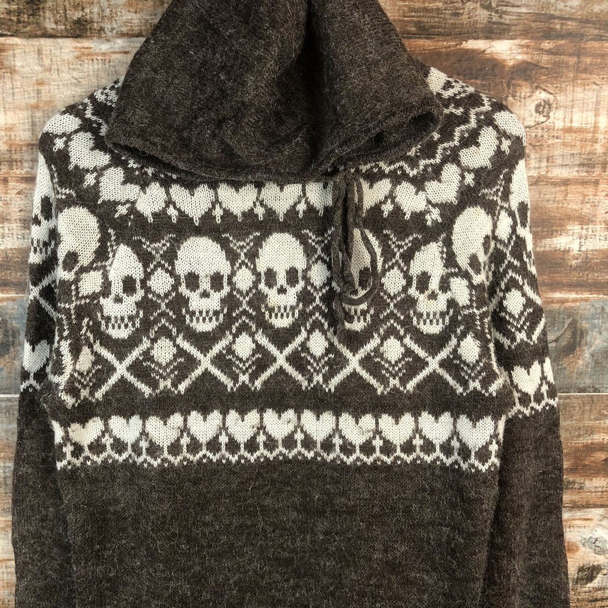 Homespun Knitwear × Japanese Brand DL Taji skull Black Hoodie Knitwear #C582 Size M / US 6-8 / IT 42-44 - 5 Thumbnail