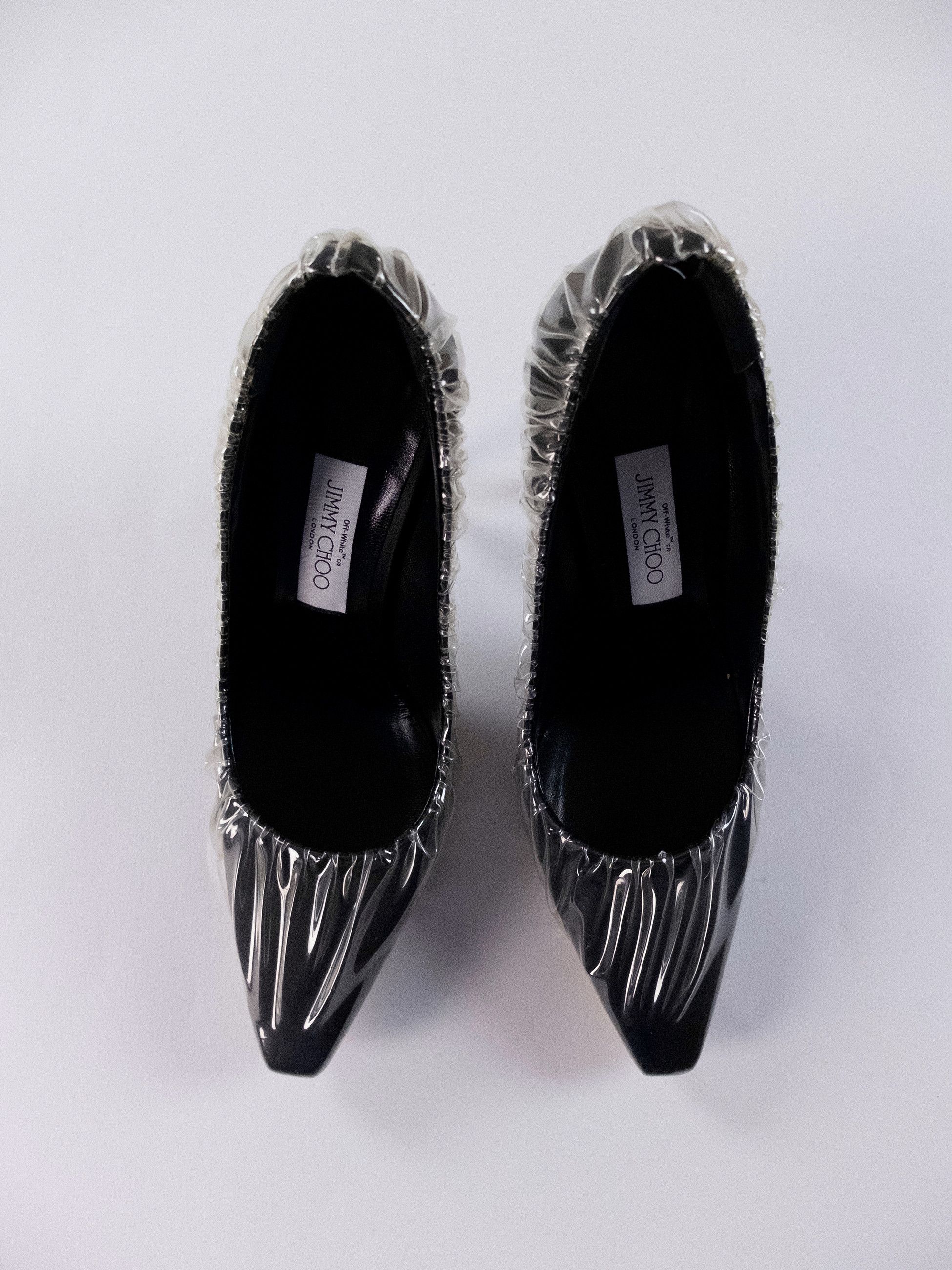 Jimmy Choo JIMMY CHOO x OFF-WHITE Anne black satin fabric PVC pumps 40 Size US 10 / IT 40 - 3 Thumbnail