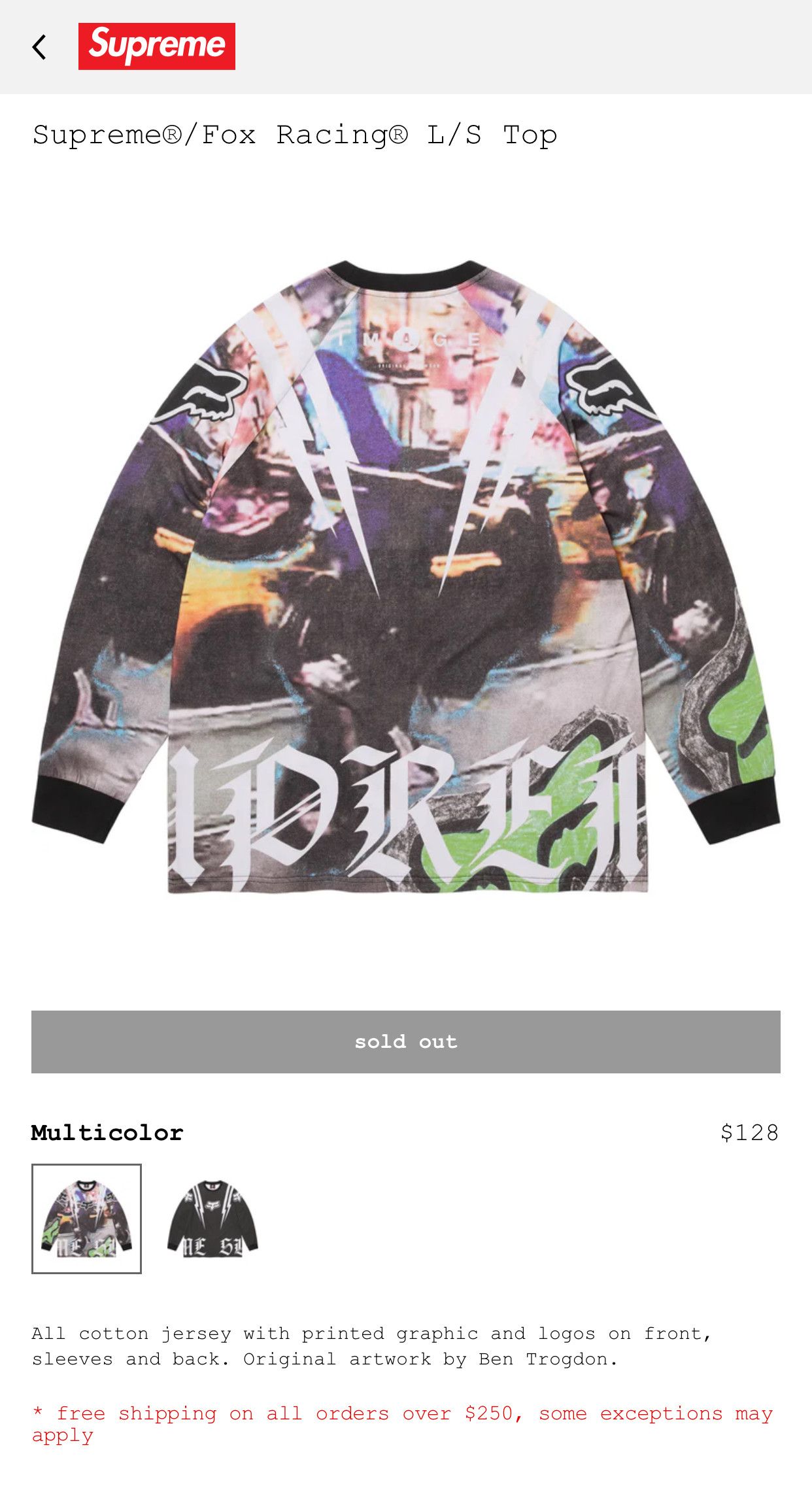Supreme Supreme®/Fox Racing® L/S Top Size US M / EU 48-50 / 2 - 5 Thumbnail
