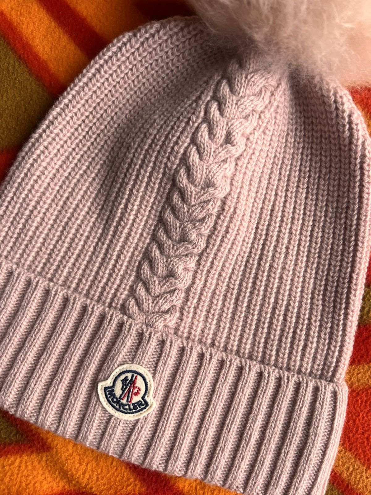 Moncler Moncler Berrett Tricot Mohair Pom Pom Beanie Pink braid wool Size ONE SIZE - 7 Thumbnail