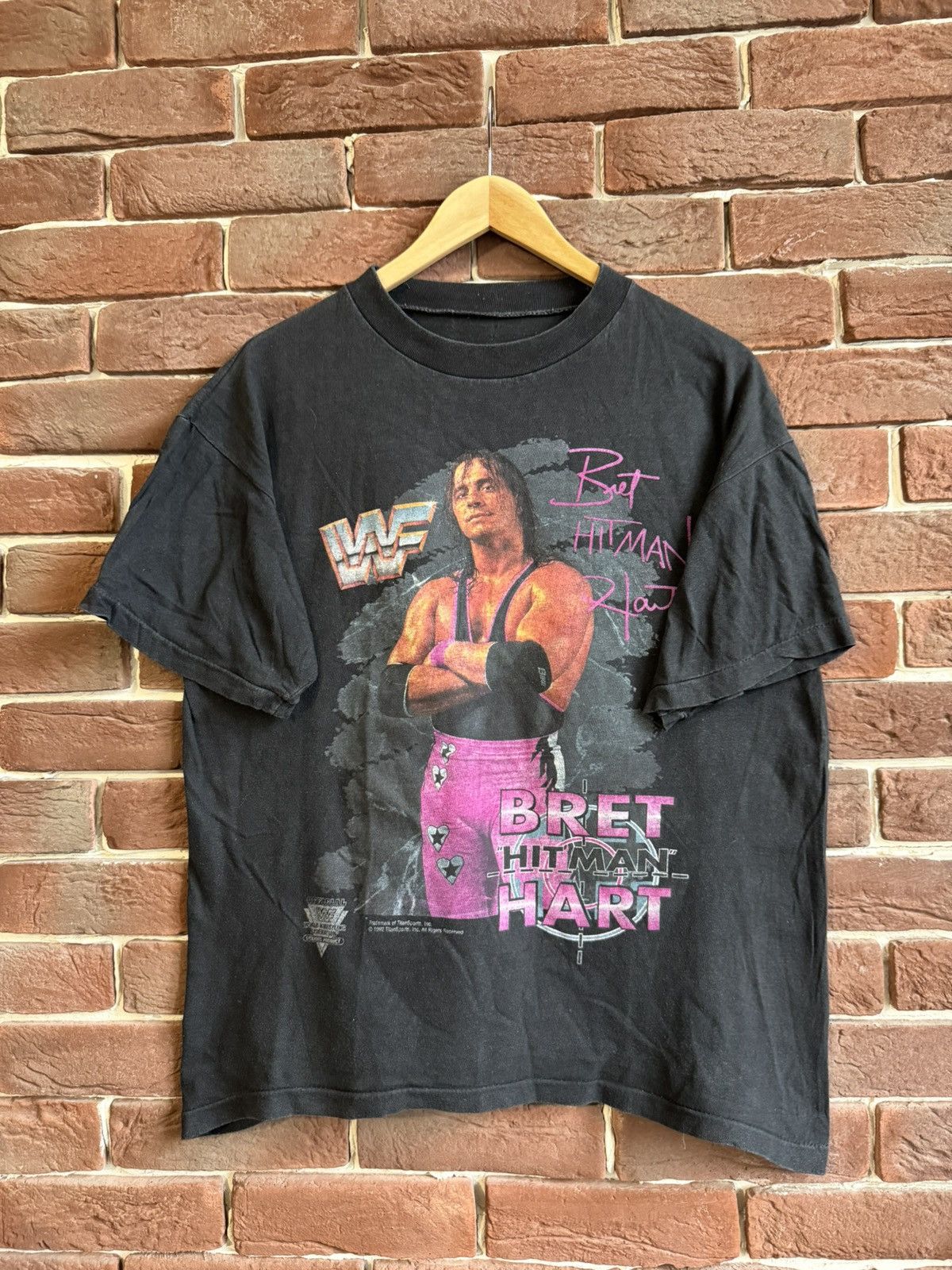 Band Tees Vintage 1992 Bret Hart Hitman WWF WWE Black Tee M Wrestling Size US M / EU 48-50 / 2 - 1 Thumbnail