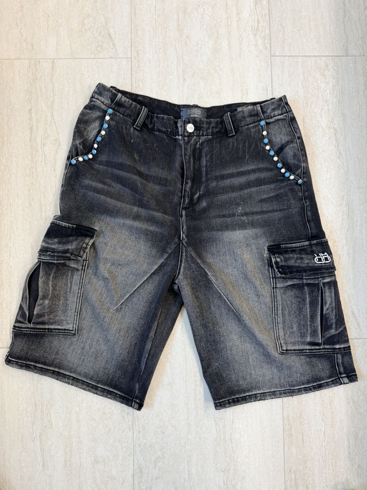 HMDD STUDDED JORTS BLACK