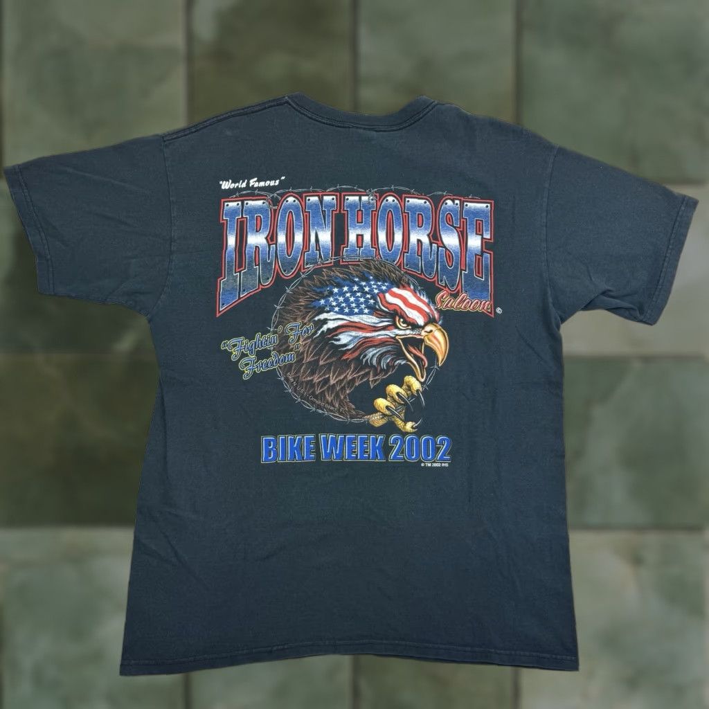 Anvil VINTAGE Iron Horse Bike Week T-Shirt Adult Large 2002 Eagle Biker Saloon USA Y2K Mens L Black Graphic Print 90s 2000s Size US L / EU 52-54 / 3 - 1 Thumbnail