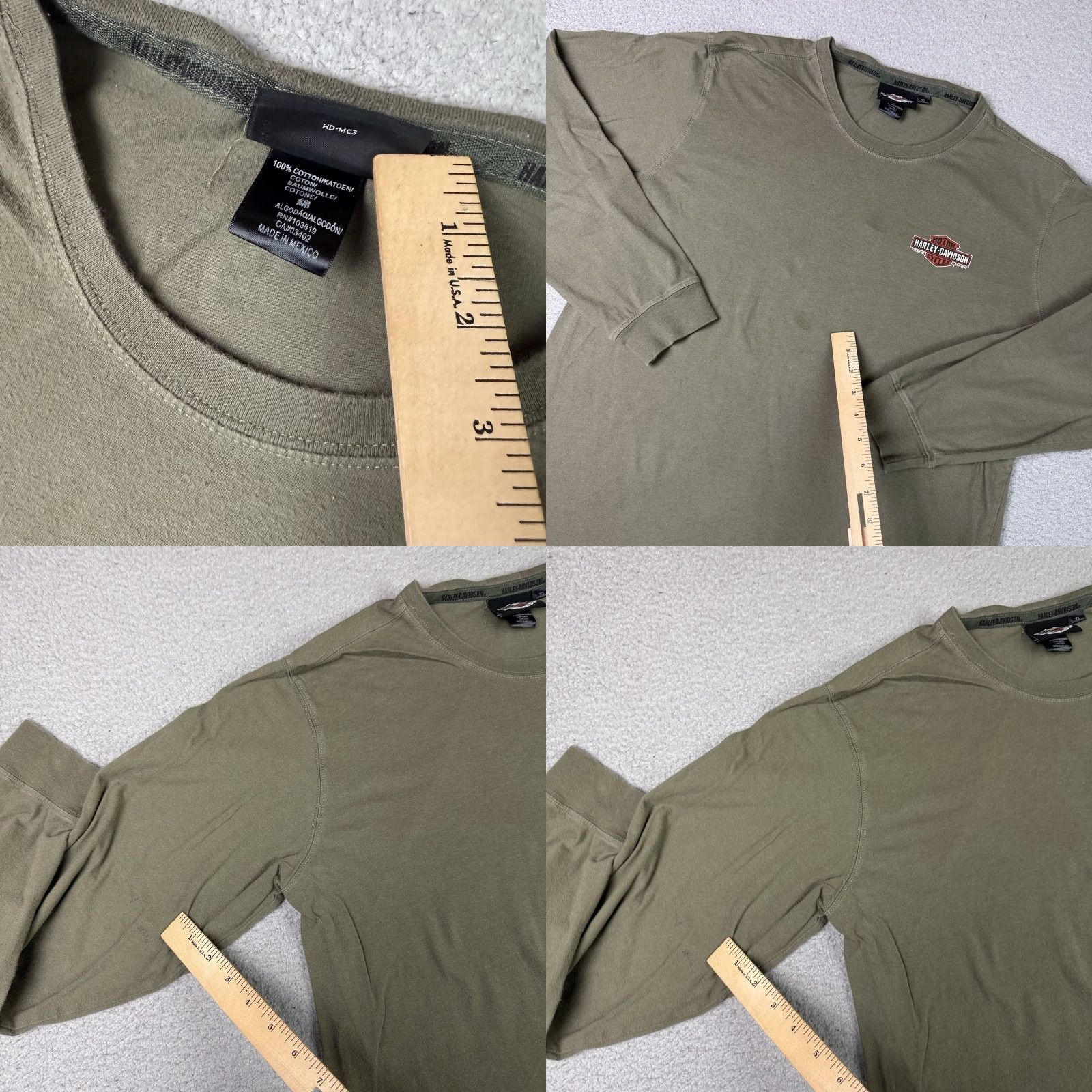 Harley Davidson VINTAGE Harley Davidson Shirt Adult XL Green Distressed Long Sleeve Casual HDMC Logo Men Size US XL / EU 56 / 4 - 8 Thumbnail