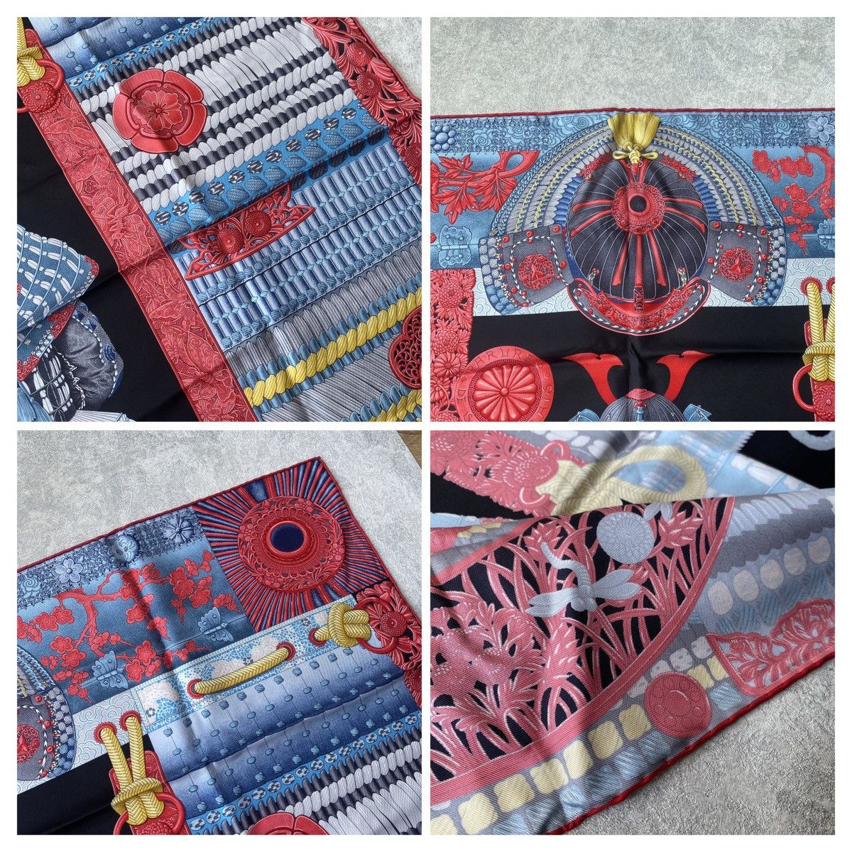 Hermes Hermes Twill Silk 90cm Parures De Samourais Scarf +BOX Size ONE SIZE - 15 Thumbnail