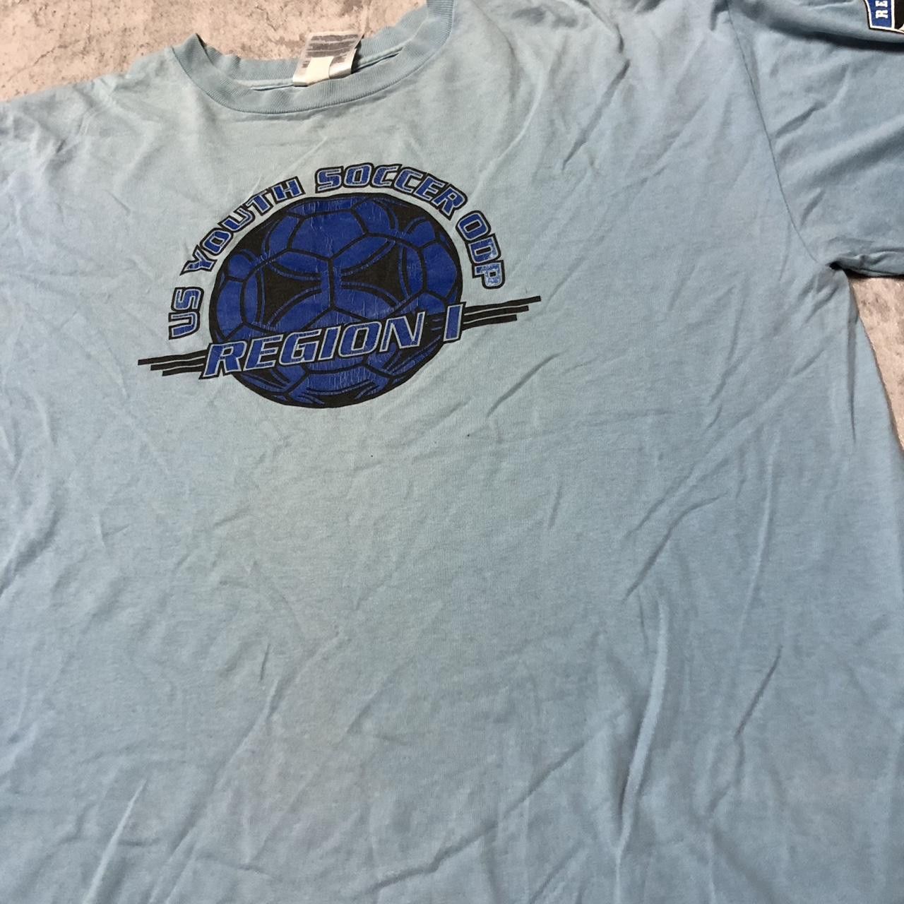 Adidas 2002 US Youth Soccer Region 1 blue cotton t-shirt soccer Size US L / EU 52-54 / 3 - 2 Thumbnail