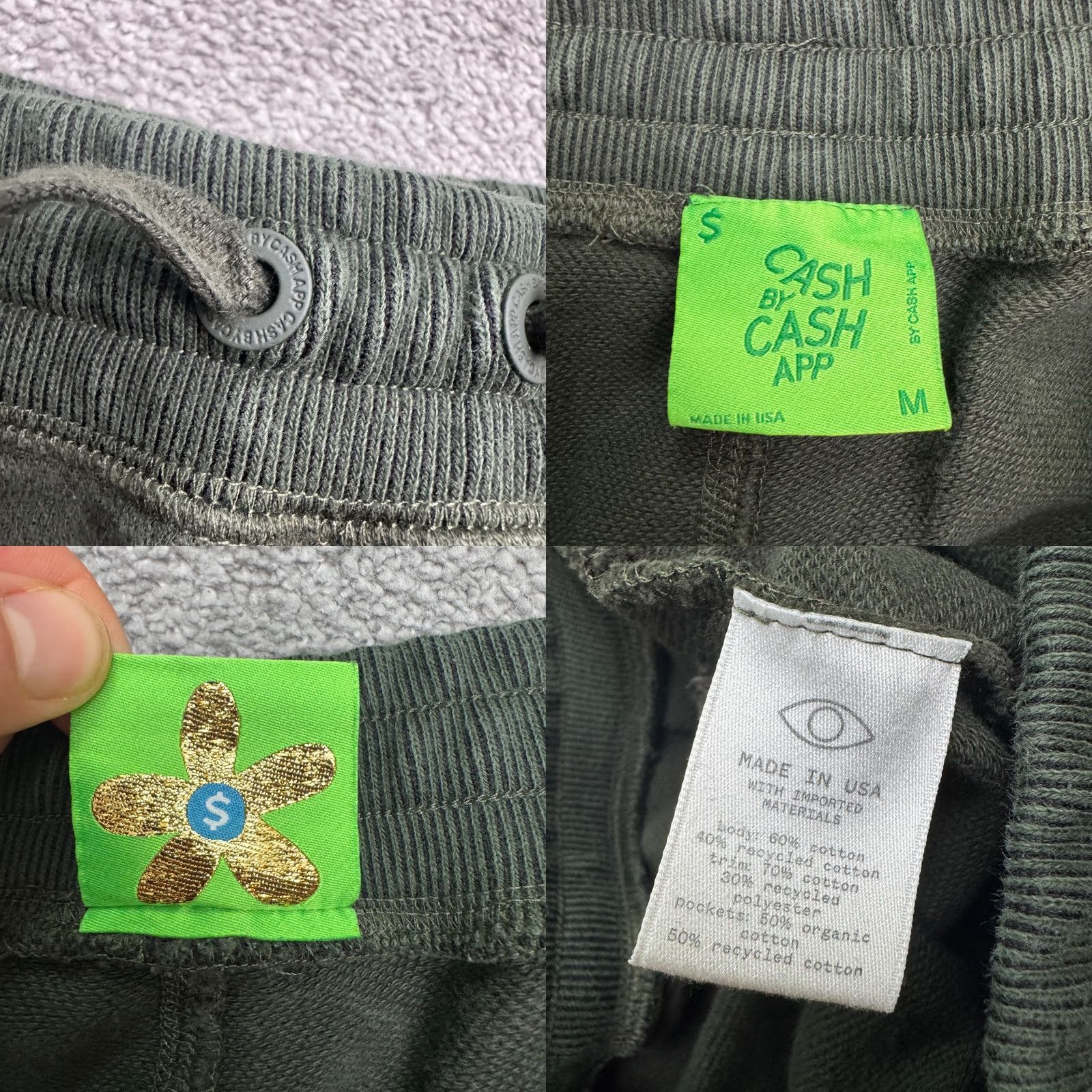 Vintage Cash App Jogger Sweatpants Mens Medium Green Casual Lounge Everyday Size US 31 - 8 Thumbnail