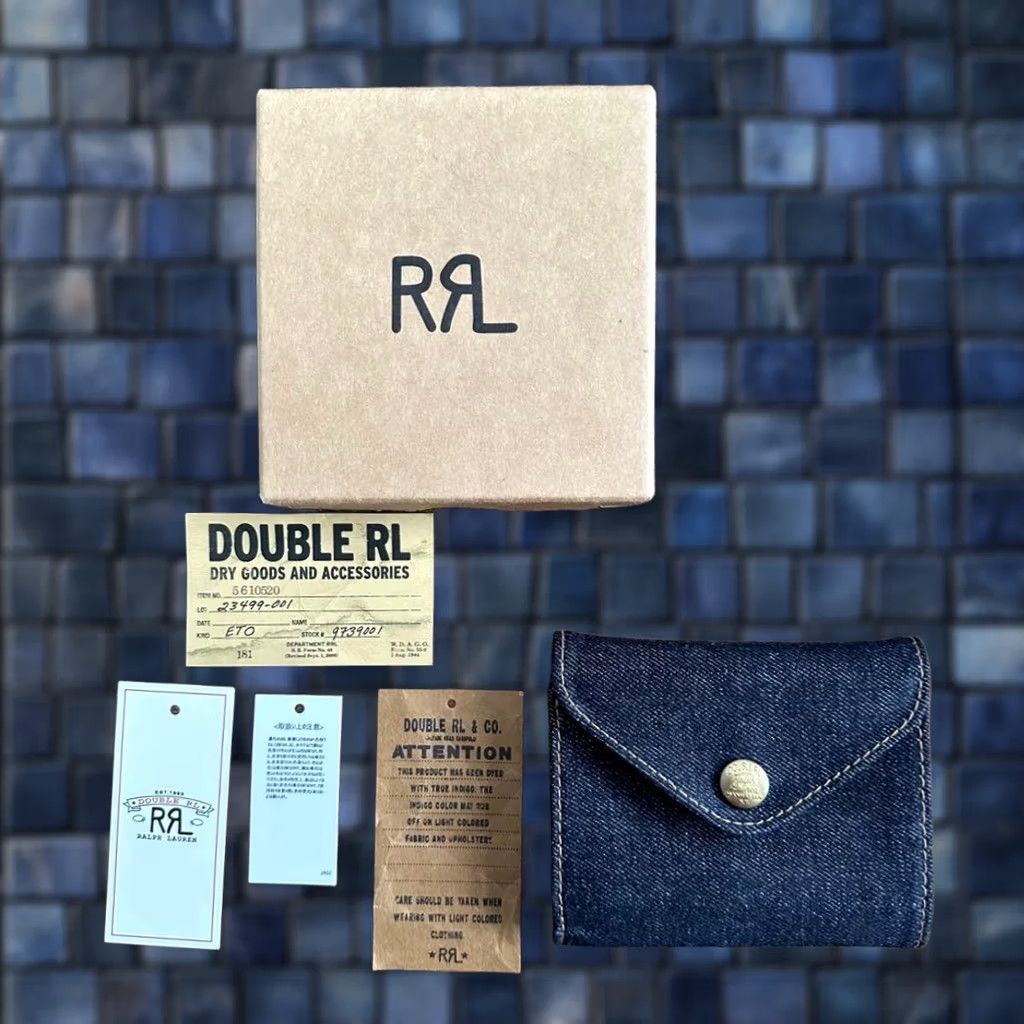 Ralph Lauren RRL RALPH LAUREN INDIGO DENIM SNAP BIFOLD WALLET MEN USED ORIGINAL BOX Size ONE SIZE - 1 Thumbnail