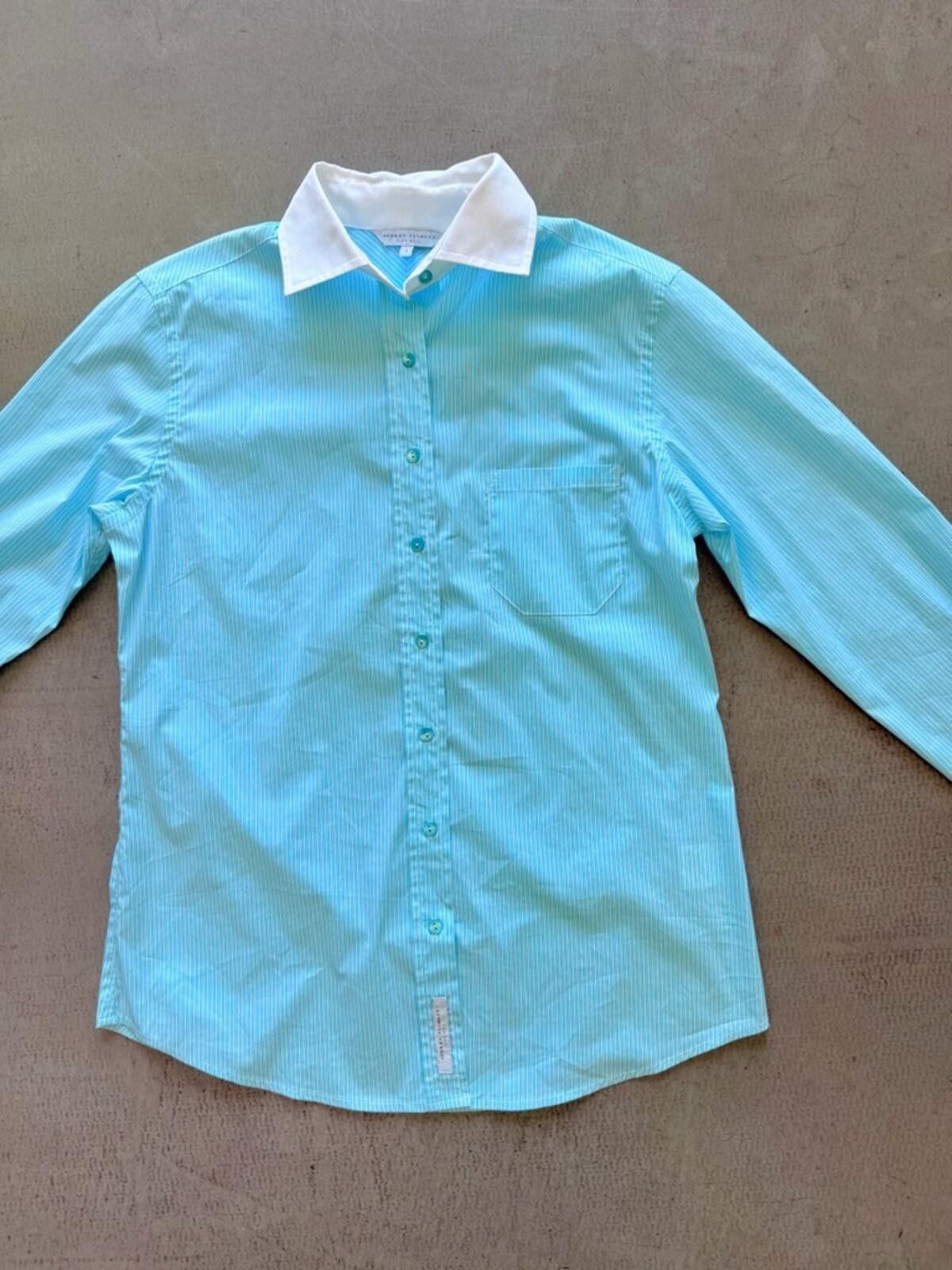 Robert Talbott Audrey Talbott / Striped Button Down Shirt / Blue White Size XS / US 0-2 / IT 36-38 - 3 Thumbnail