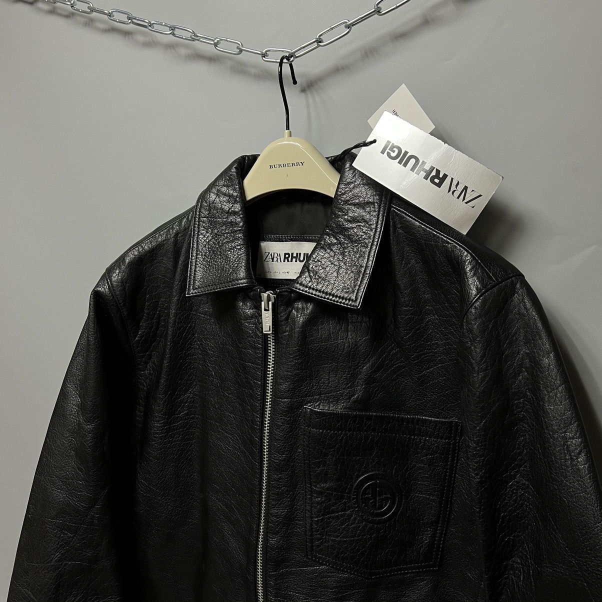 Rhude × Zara Zara x Rhuigi Cropped Leather Jacket | Grailed