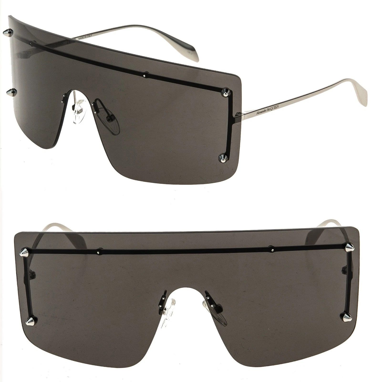 Alexander McQueen ALEXANDER MCQUEEN AM0412S Silver Black Shield Mask 0412 001 Size ONE SIZE - 1 Thumbnail