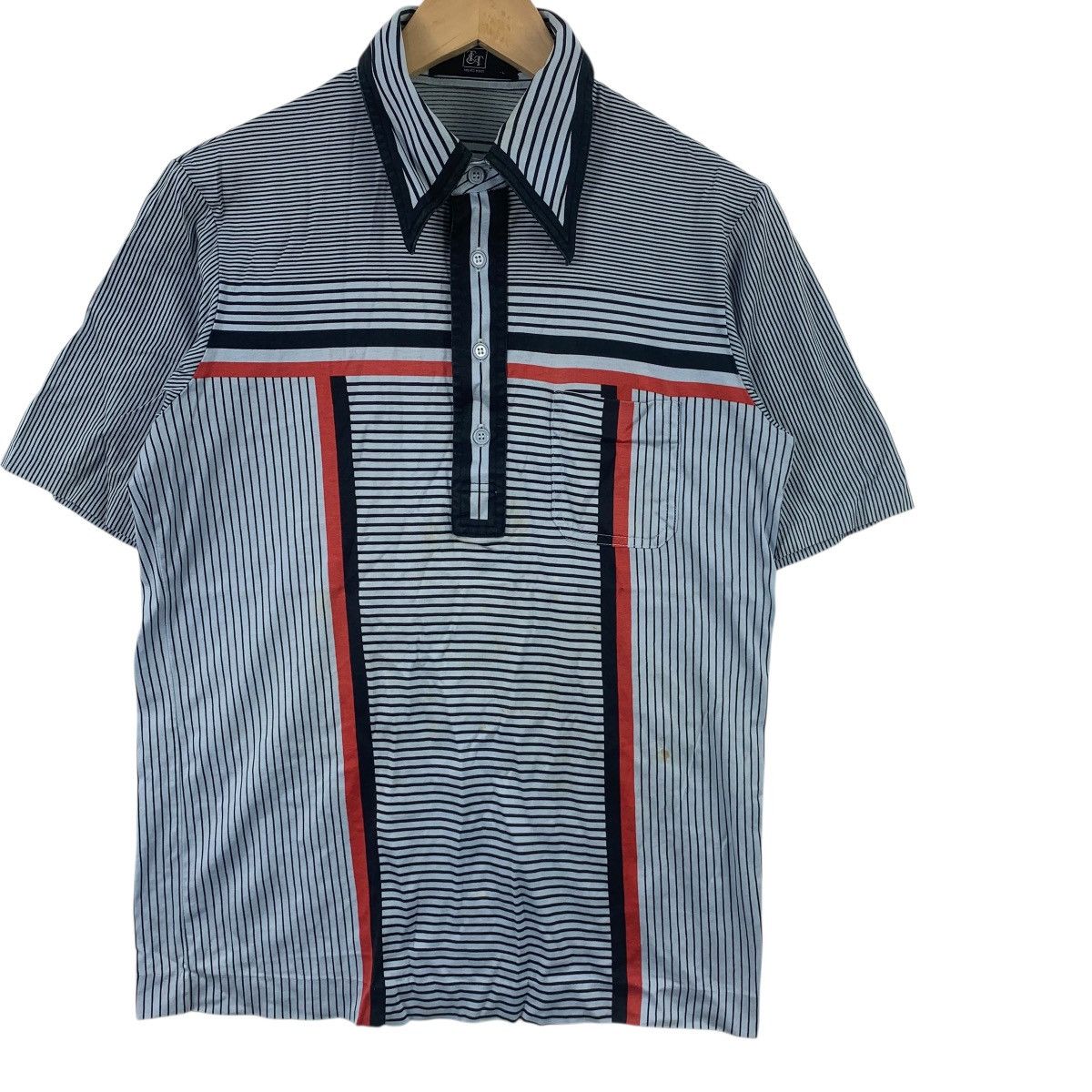 Vintage Vintage 90s T&T JAPAN Men’S Knit Striped Polo Tee Shirt Top Size US L / EU 52-54 / 3 - 5 Thumbnail