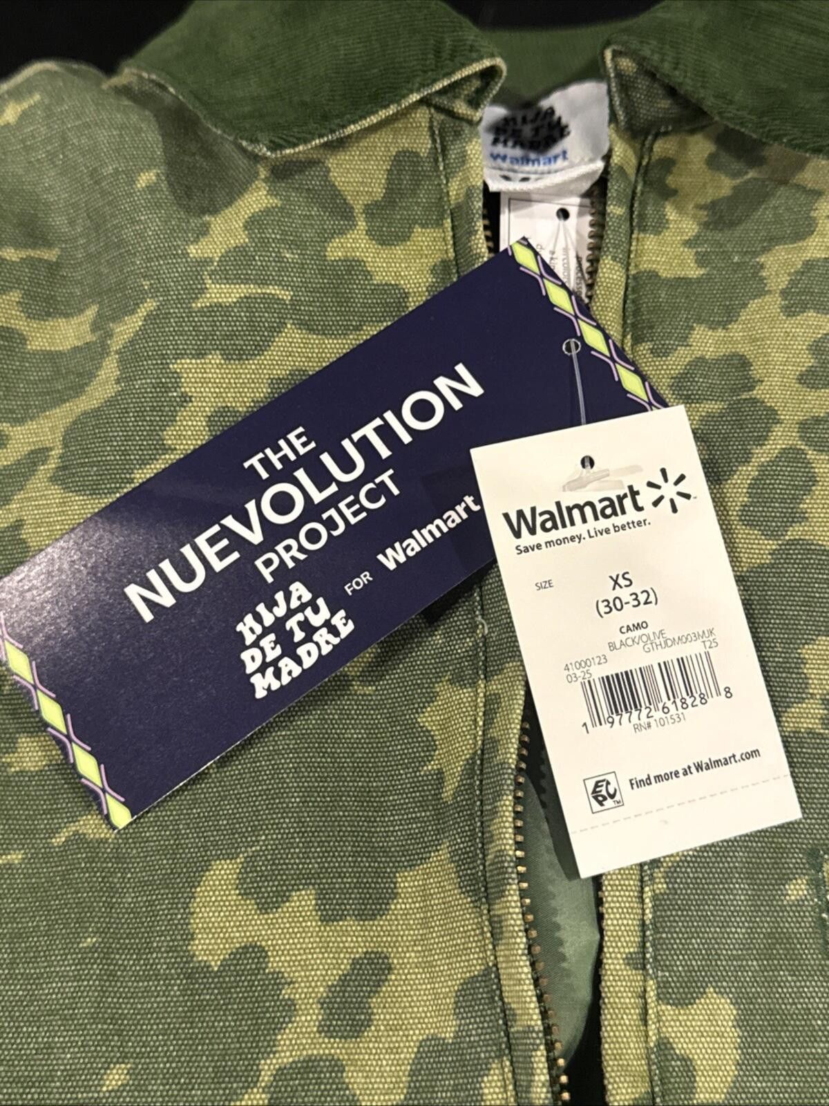 Other Hija De Tu Madre Camo Jacket w/Green Collar Zip Up (522-23) Size XS / US 0-2 / IT 36-38 - 4 Thumbnail