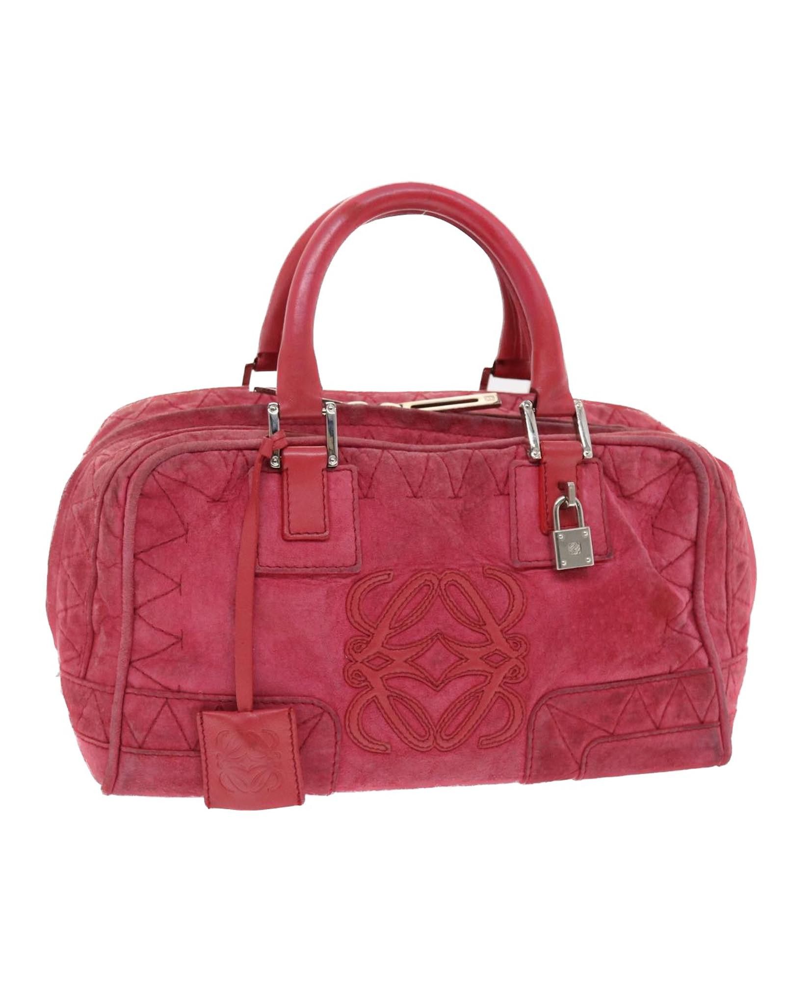 image of Loewe Suede Red Hand Bag With Padlock And Key, Women's