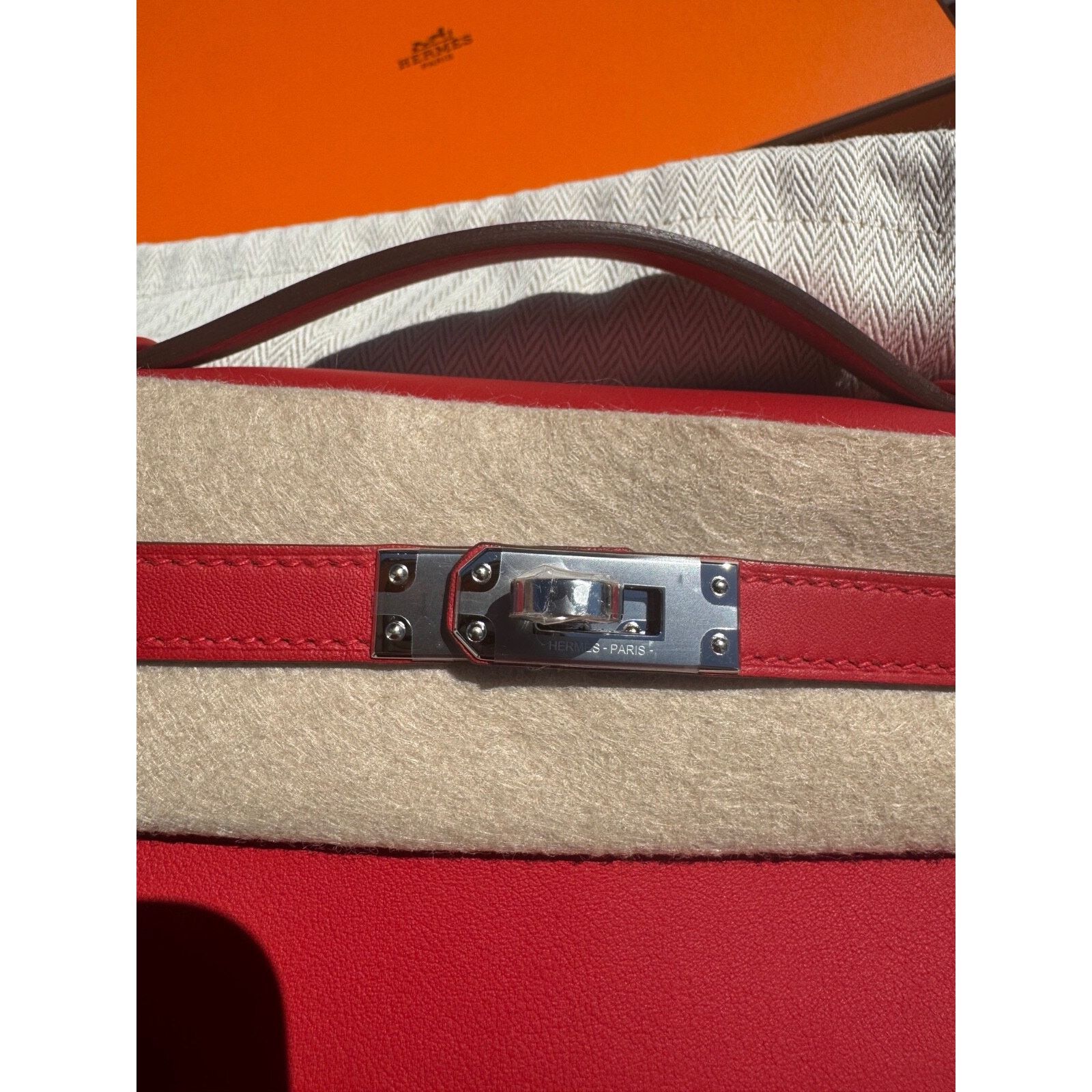 Hermes Hermes Mini Kelly Rouge Red Palladium Hardware Clutch Bag Size ONE SIZE - 12 Thumbnail