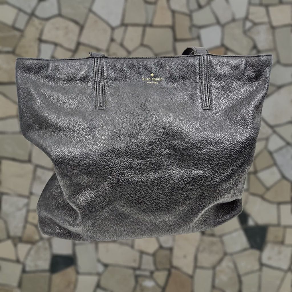 Vintage kate spade new york Tote Womens Pebbled Leather Large Black Exterior Purse Handbag Shoulder Bag Size ONE SIZE - 1 Thumbnail