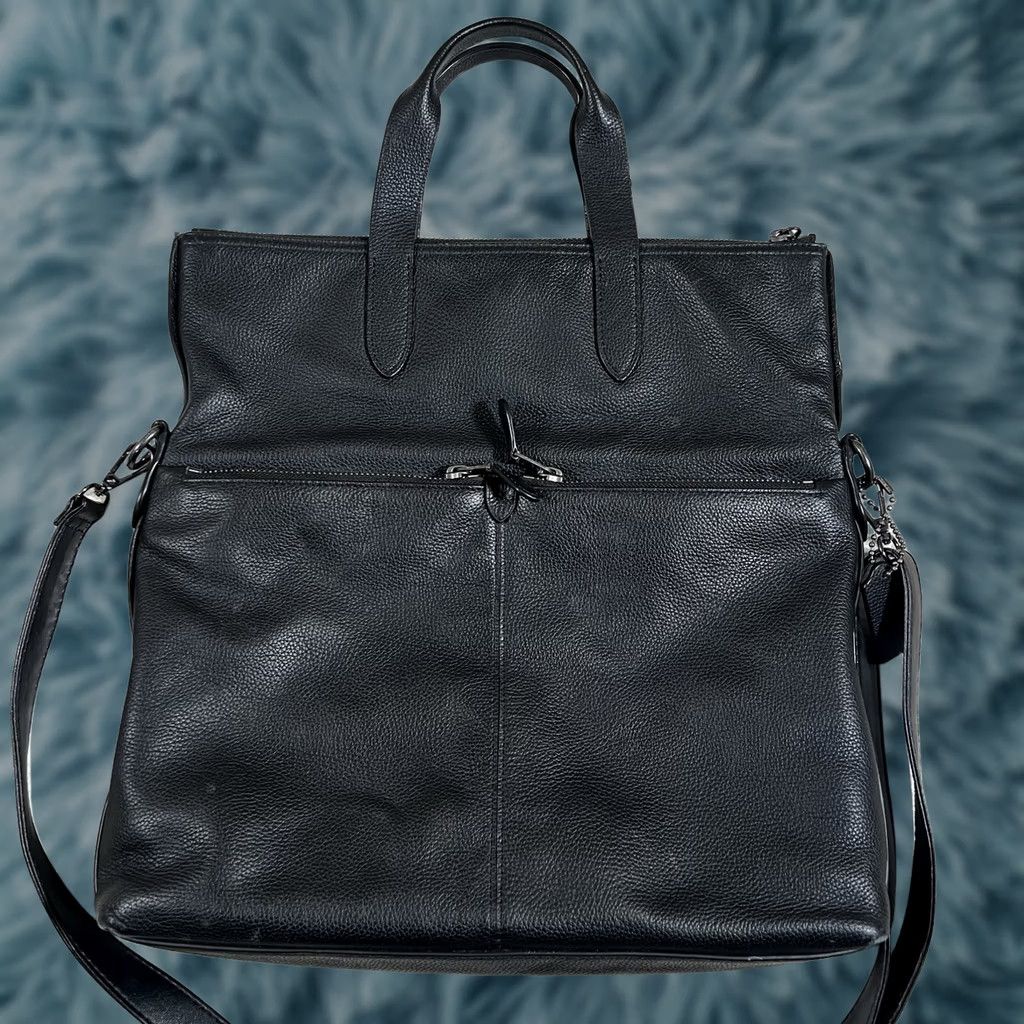 Coach Coach Metropolitan Tote Crossbody Black Leather Utility Tote with Crossbody Strap Men Pebbled Leather 24840 Size ONE SIZE - 1 Thumbnail