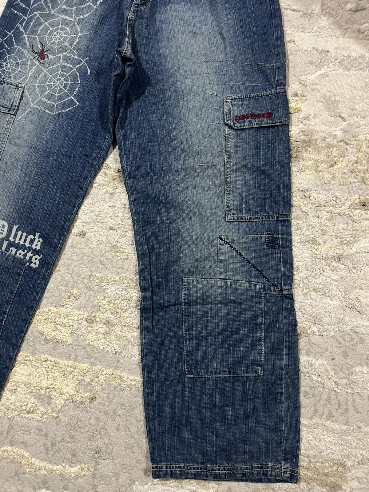 Dig Deep Y2K Dip Deep Japan Spider Web Parachute Baggy Jeans Denim Size US 32 / EU 48 - 4 Thumbnail