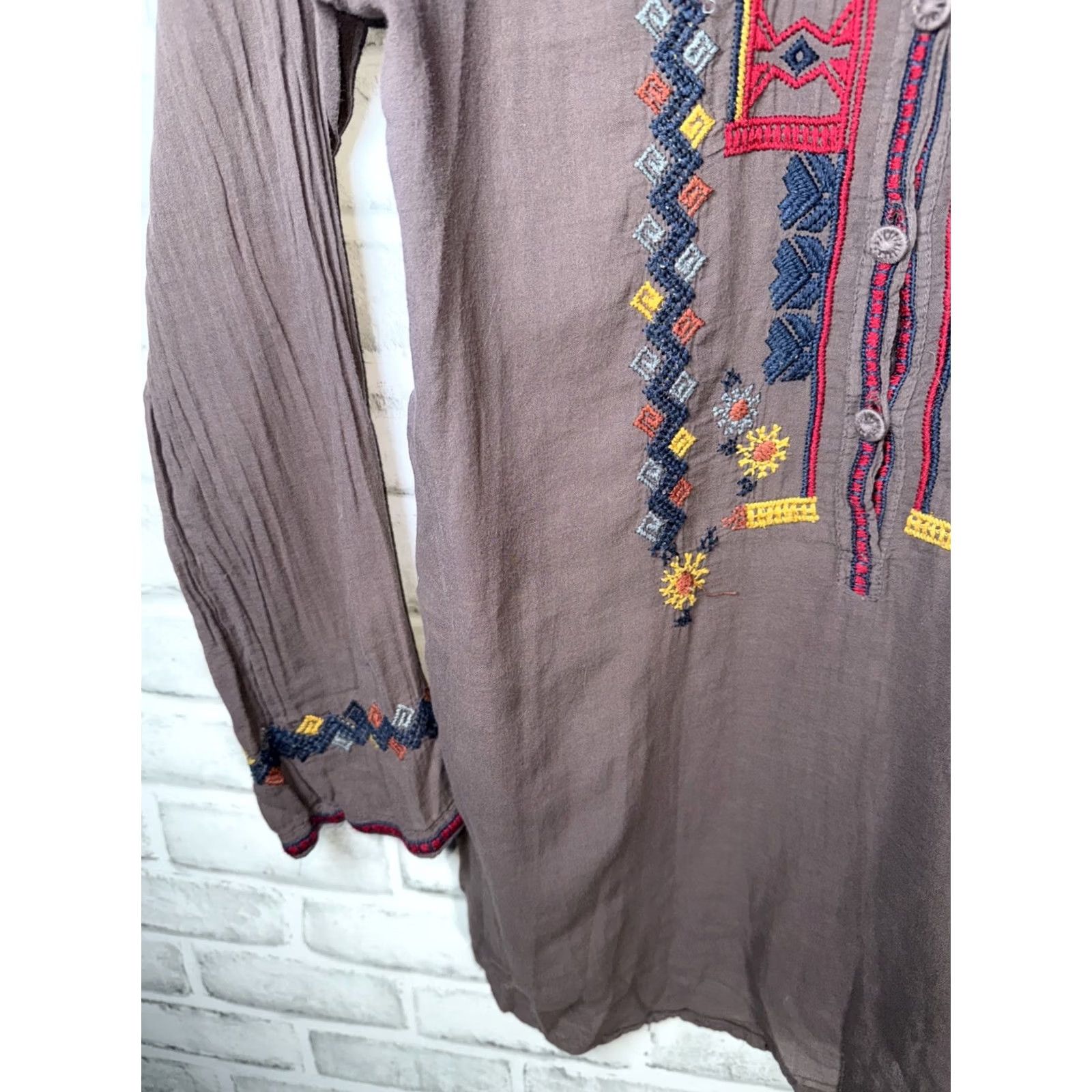 Johnny Was Johnny Was BIYA Embroidered Tunic Shirt Womens S Multicolor Cotton Size S / US 4 / IT 40 - 5 Thumbnail