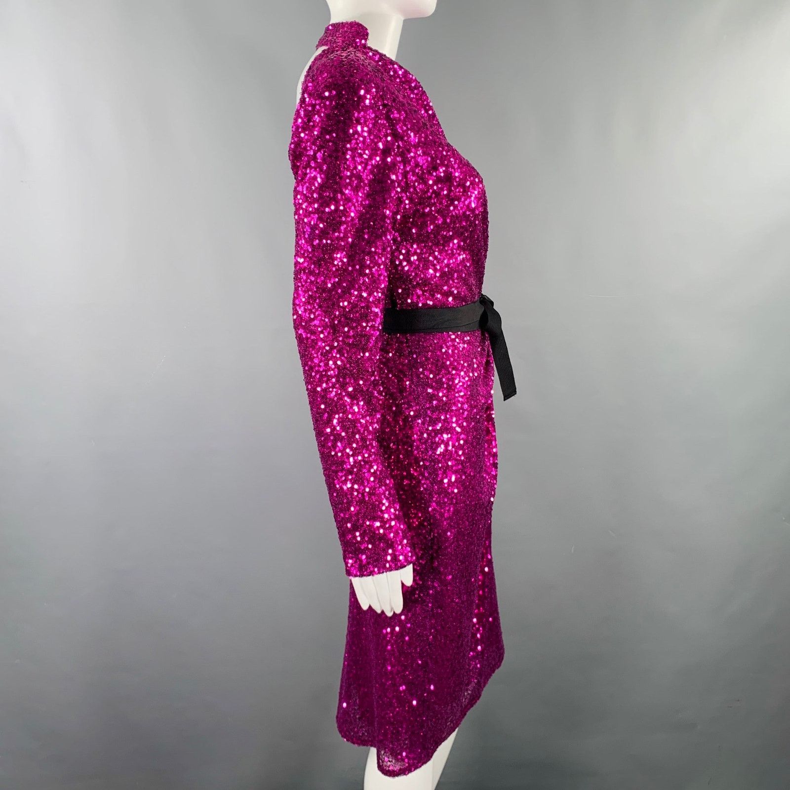 Prabal Gurung Size 6 Purple Polyester Sequined Open Back Dress Size M / US 6-8 / IT 42-44 - 4 Thumbnail