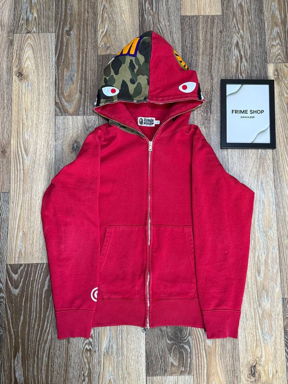 Bape Red Color Shark Full Zip Hoodie Tiger/Camo