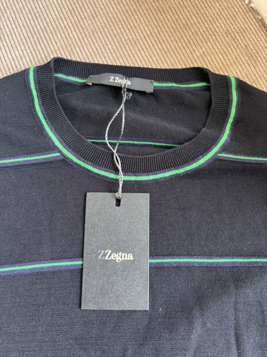 Z Zegna Striped Dark Blue Z Zegna Knit Sweater Size US L / EU 52-54 / 3 - 2 Thumbnail