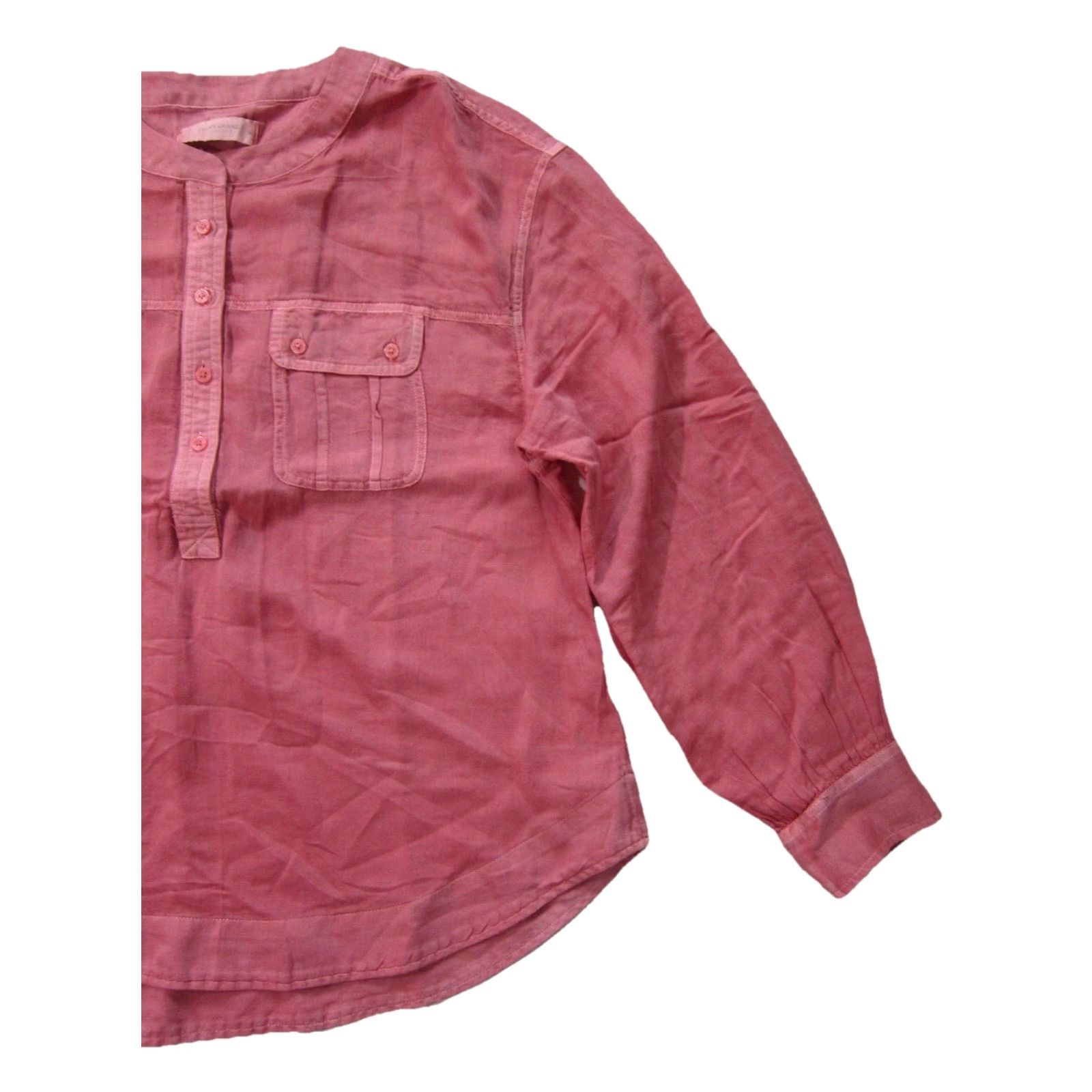 Lucky Brand Lucky Brand Pink Blouse Women Medium Crew Neck Long Sleeve Pocket Cotton Rayon Size M / US 6-8 / IT 42-44 - 7 Thumbnail