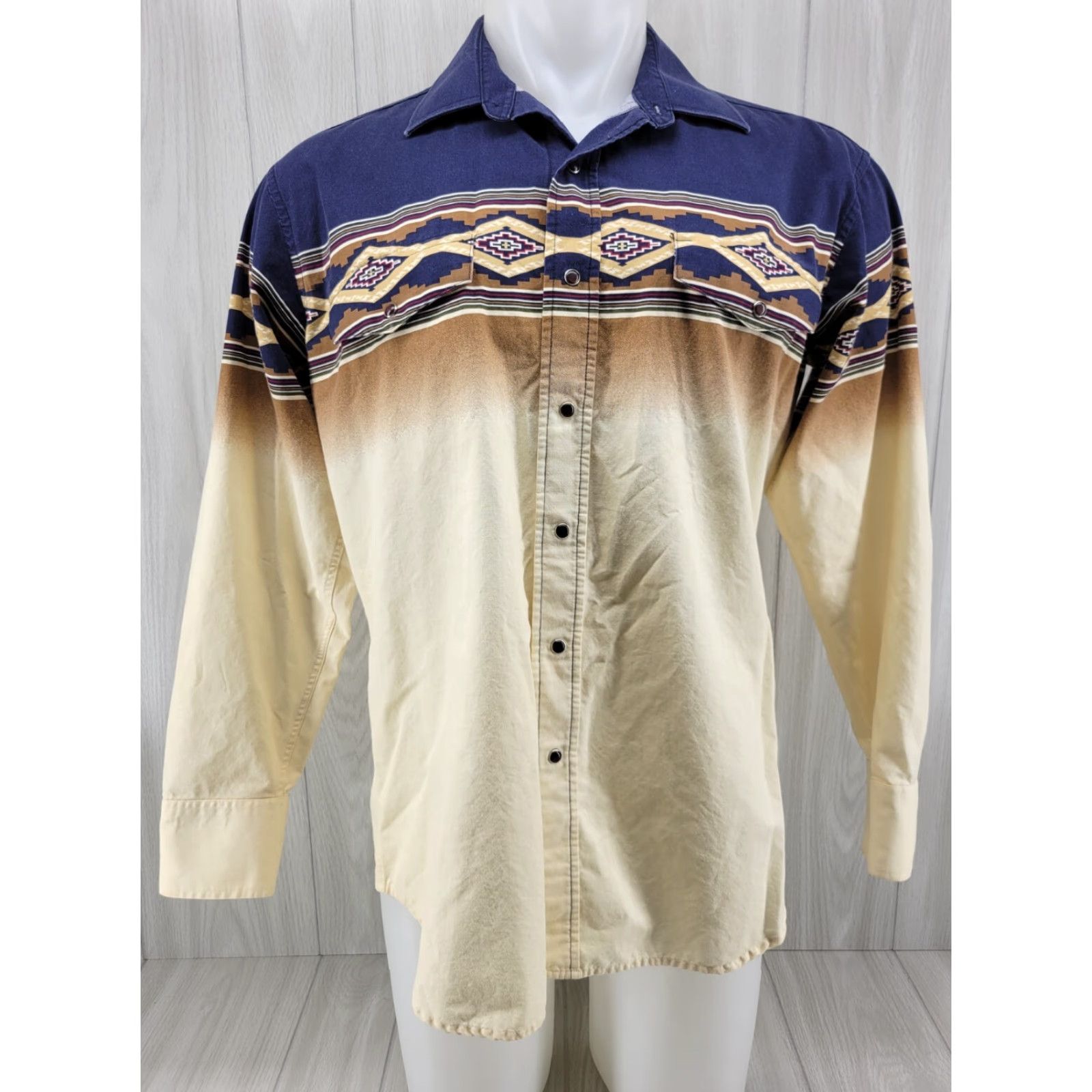 Brooks VINTAGE Brooks & Dunn Distressed Aztec Tribal Pearl Snap Western Rodeo Cowboy Shirt L Size US L / EU 52-54 / 3 - 2 Thumbnail