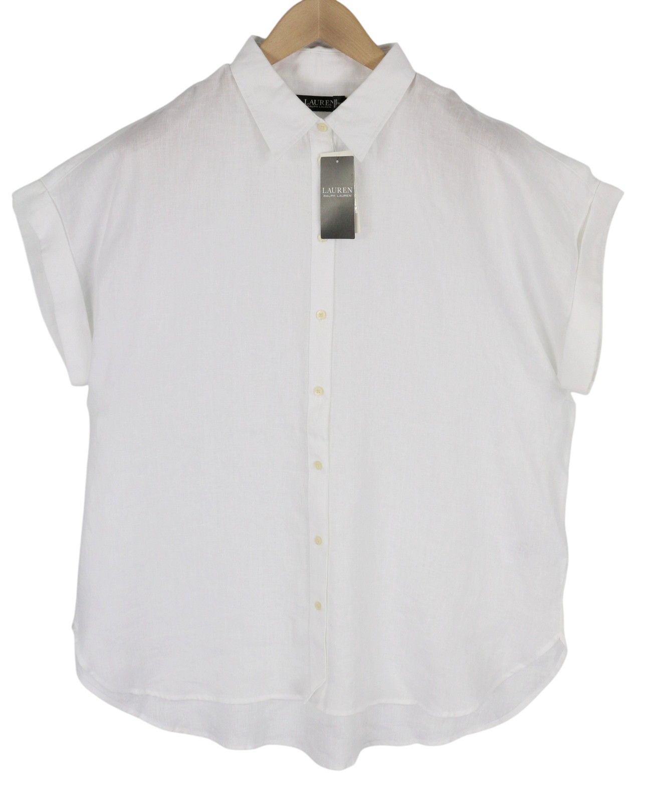 XL White Linen Buttoned Spread Shirt 84694