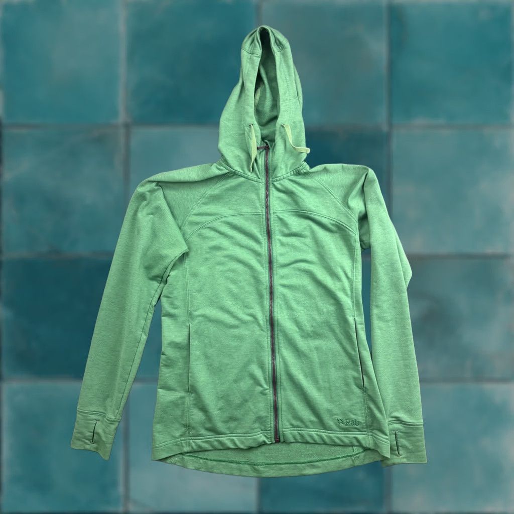 Rab Rab Top-Out Hoody Womens M Green Full Zip High Neck Raglan Stretch Hoodie Shirt - Womens, M, Green, Rab, Top-Out Hoody, Full Zip, Raglan Sleeve Size M / US 6-8 / IT 42-44 - 1 Thumbnail
