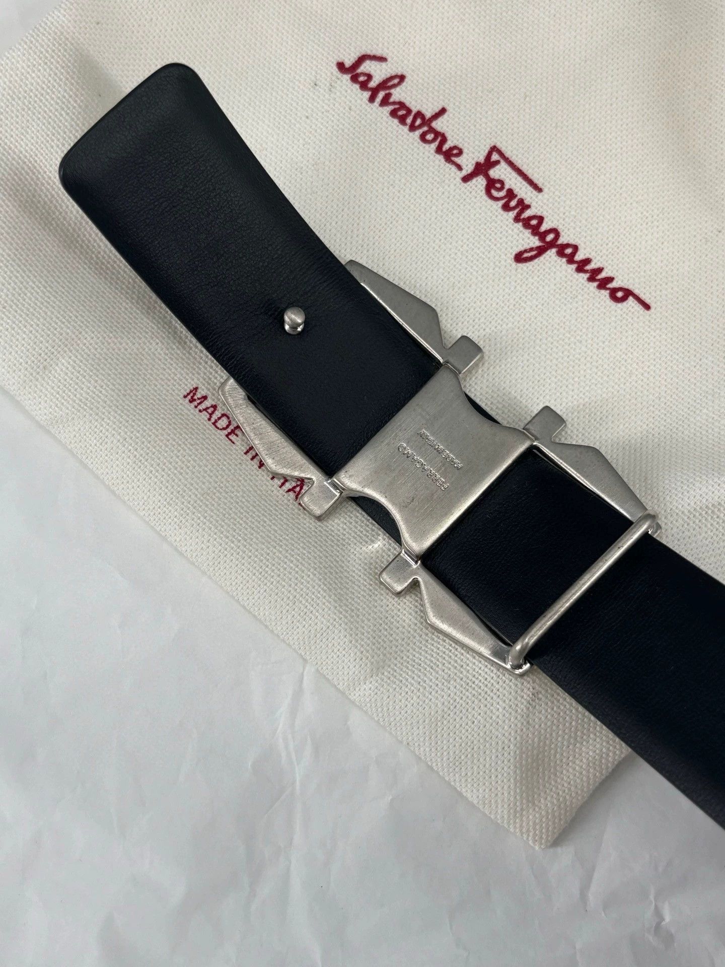 Vintage Ferragamo Men's Black Leather Belt Sale Size ONE SIZE - 3 Thumbnail