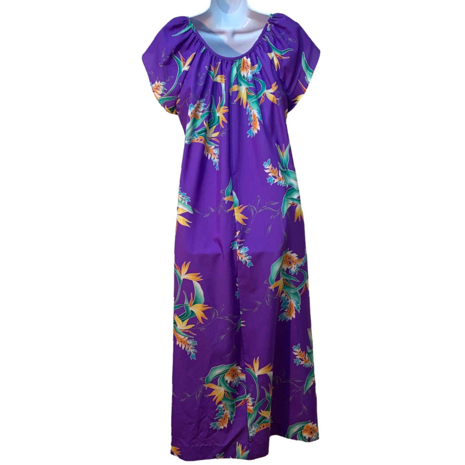 Hilo Hattie VINTAGE HILO HATTIE Muumuu Dress Hawaiian Purple Floral Bird of Paradise Women L Size L / US 10 / IT 46 - 2 Thumbnail